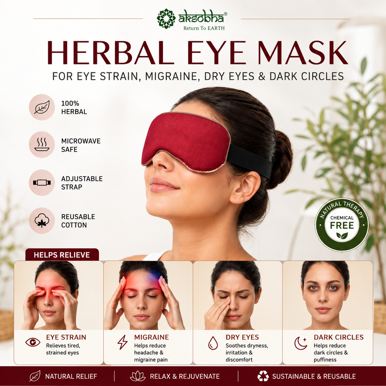 Eye Stress and Pain Relief Herbal Microwavable Heating Pad