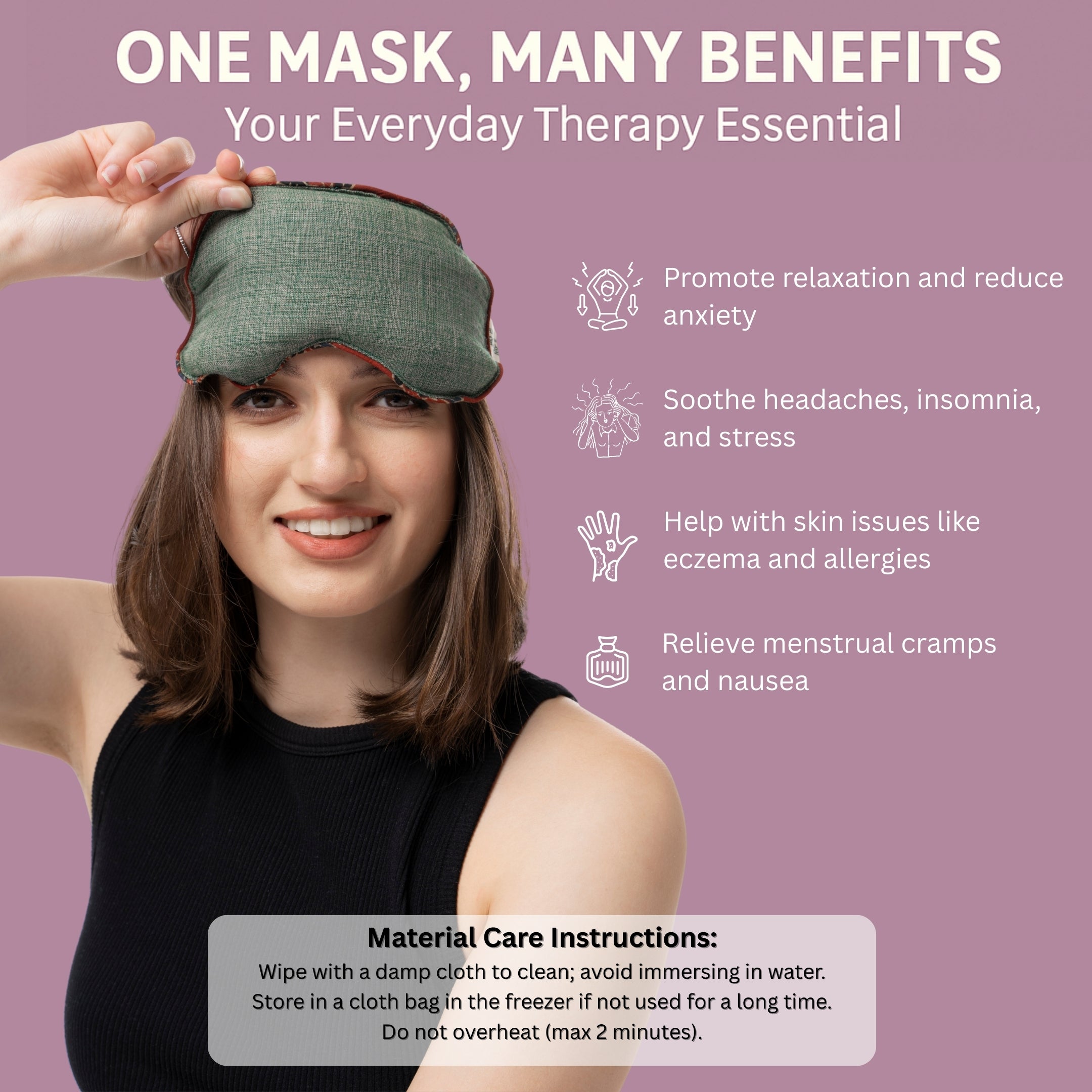 Aksobha Eye Mask for Puffy Eyes, Headaches & Sleep | Hot & Cold Microwaveable Therapy Pack with Lavender Oil 15 ml| Eco-Friendly & Reusable