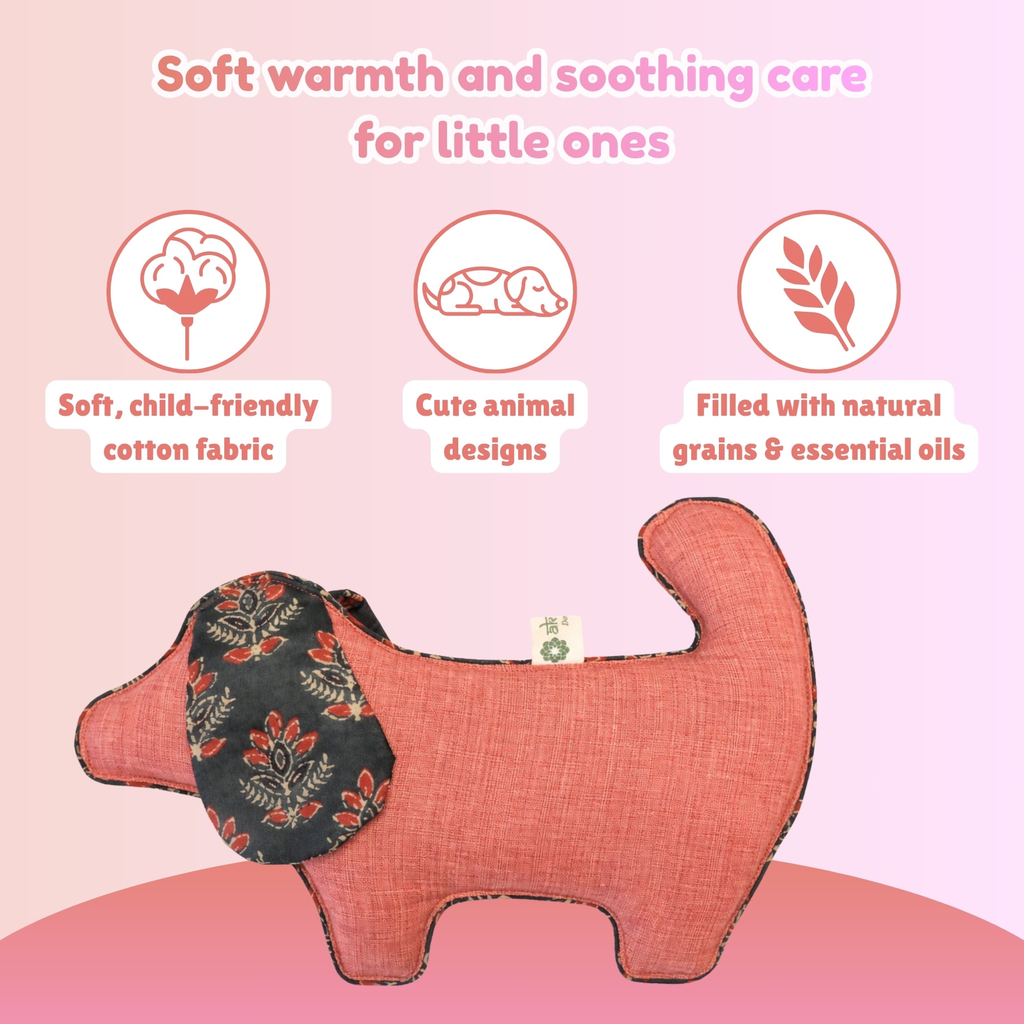 Kids' Cuddly Dog Herbal Hot & Cold Therapy Pack – Natural Pain Relief for Children