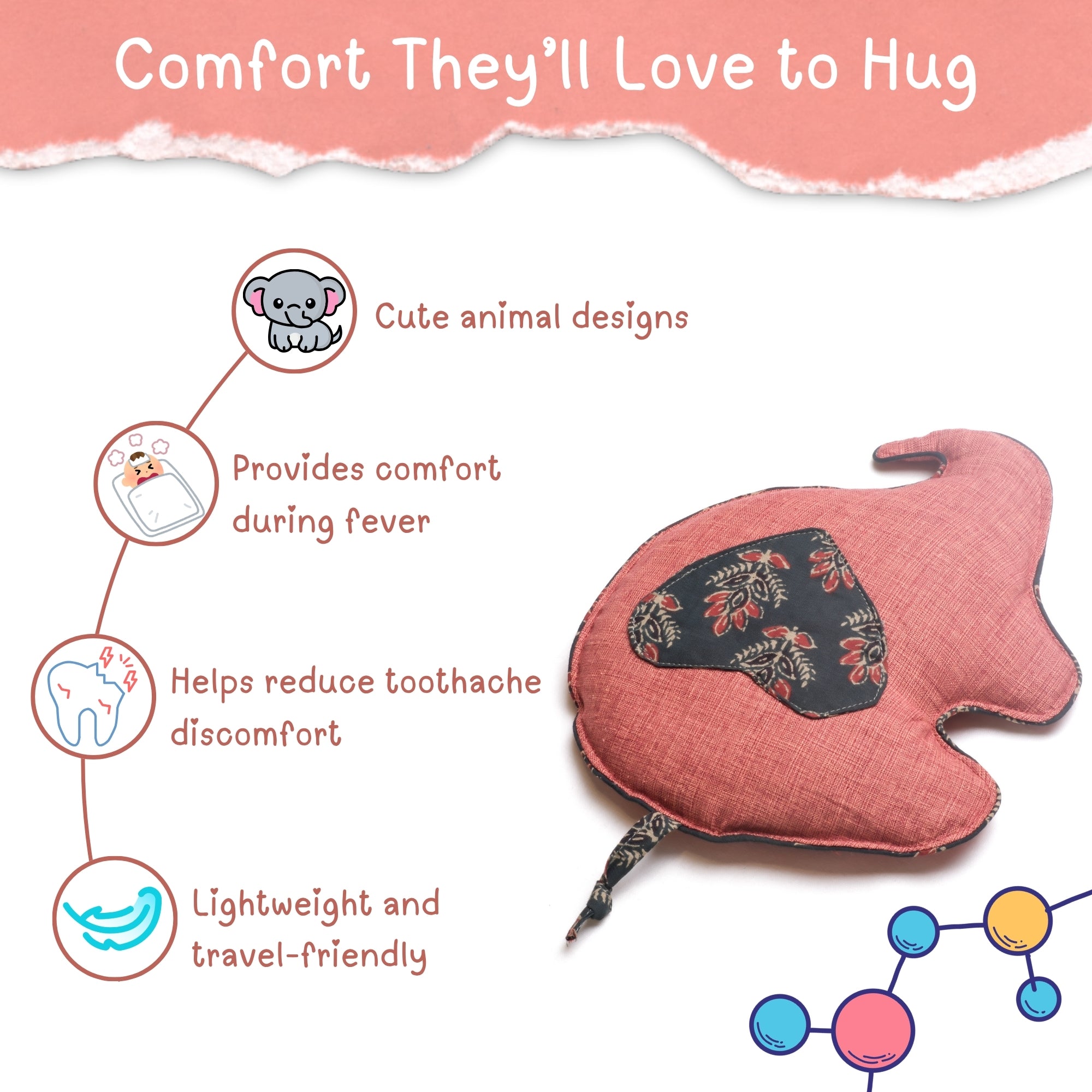 Cuddly Elephant Kids' Herbal Hot & Cold Therapy Pack – Natural Pain Relief for Children
