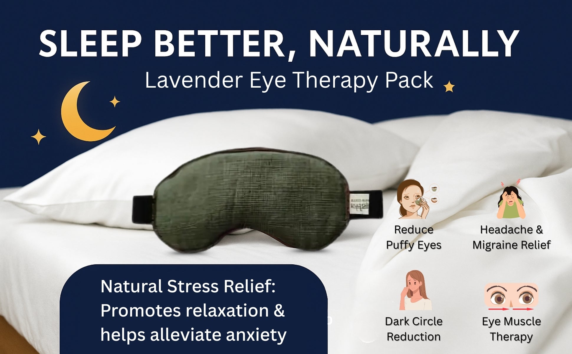 Aksobha Eye Mask for Puffy Eyes, Headaches & Sleep | Hot & Cold Microwaveable Therapy Pack with Lavender Oil 15 ml| Eco-Friendly & Reusable