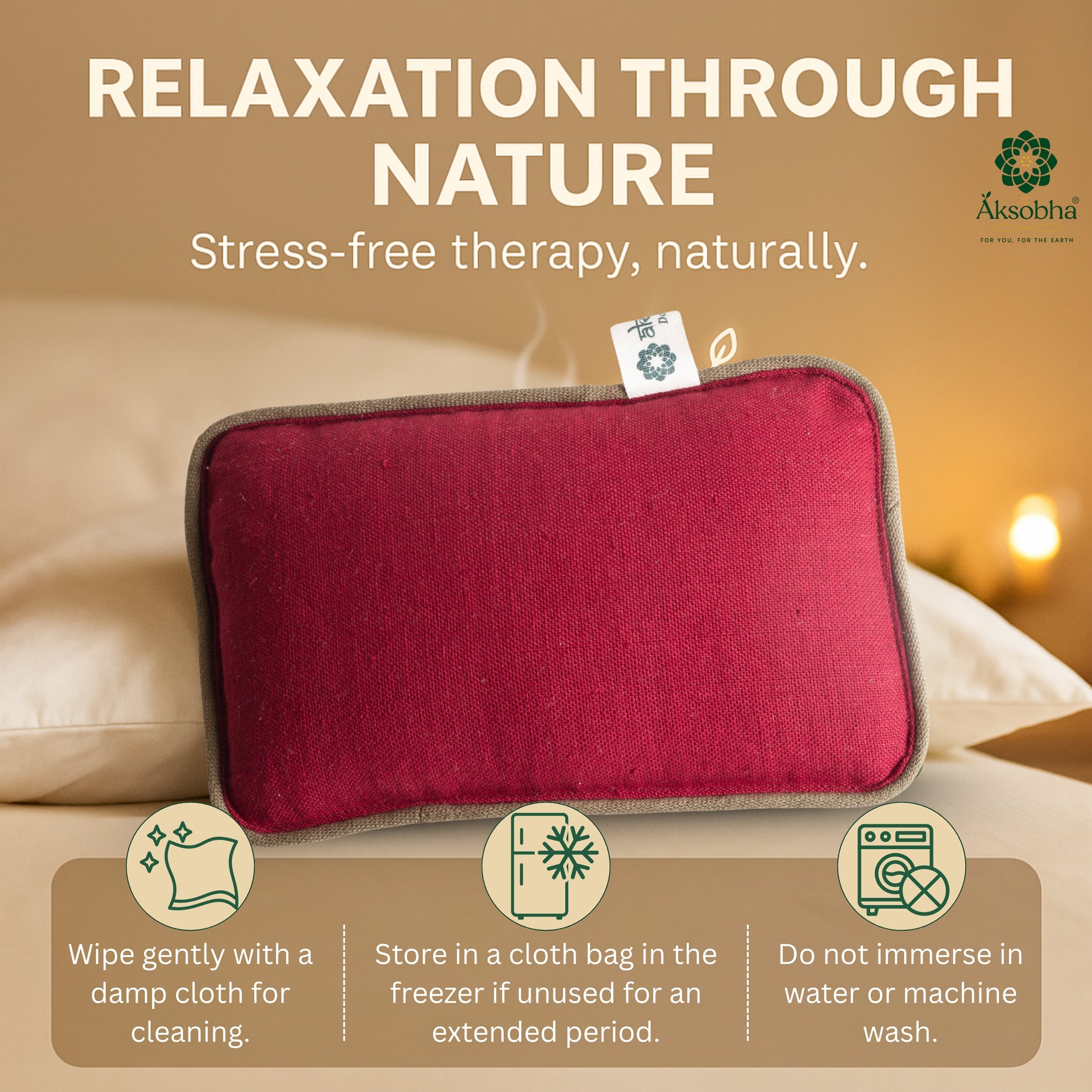 Aksobha Sinus Heating Pad – Hot & Cold Therapy for Sinus, Migraine & Cold Relief | Handmade with Seeds & 15ml Peppermint Oil | Eco-Friendly & Reusable