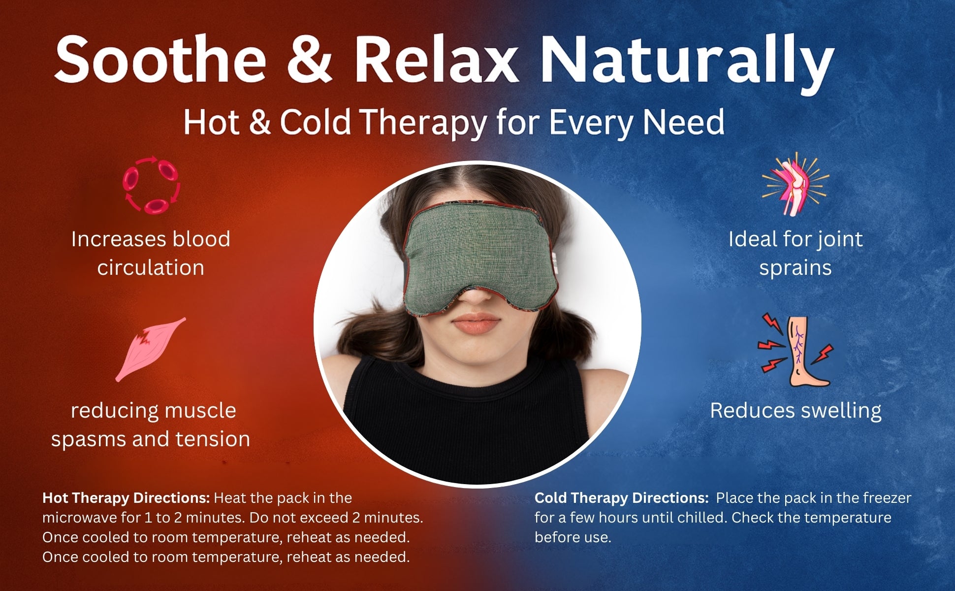Aksobha Eye Mask for Puffy Eyes, Headaches & Sleep | Hot & Cold Microwaveable Therapy Pack with Lavender Oil 15 ml| Eco-Friendly & Reusable