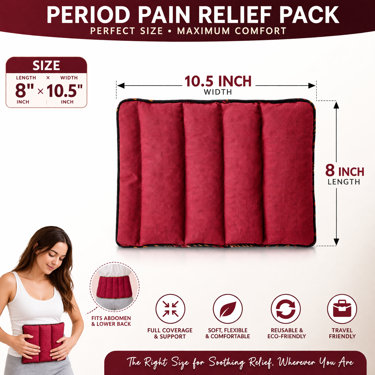 Period Pain Relief Heating Pad Microwave-Friendly Reusable Hot & Cold Therapy Pack | Premium Fabric, Natural & Organic Muscle Relaxation