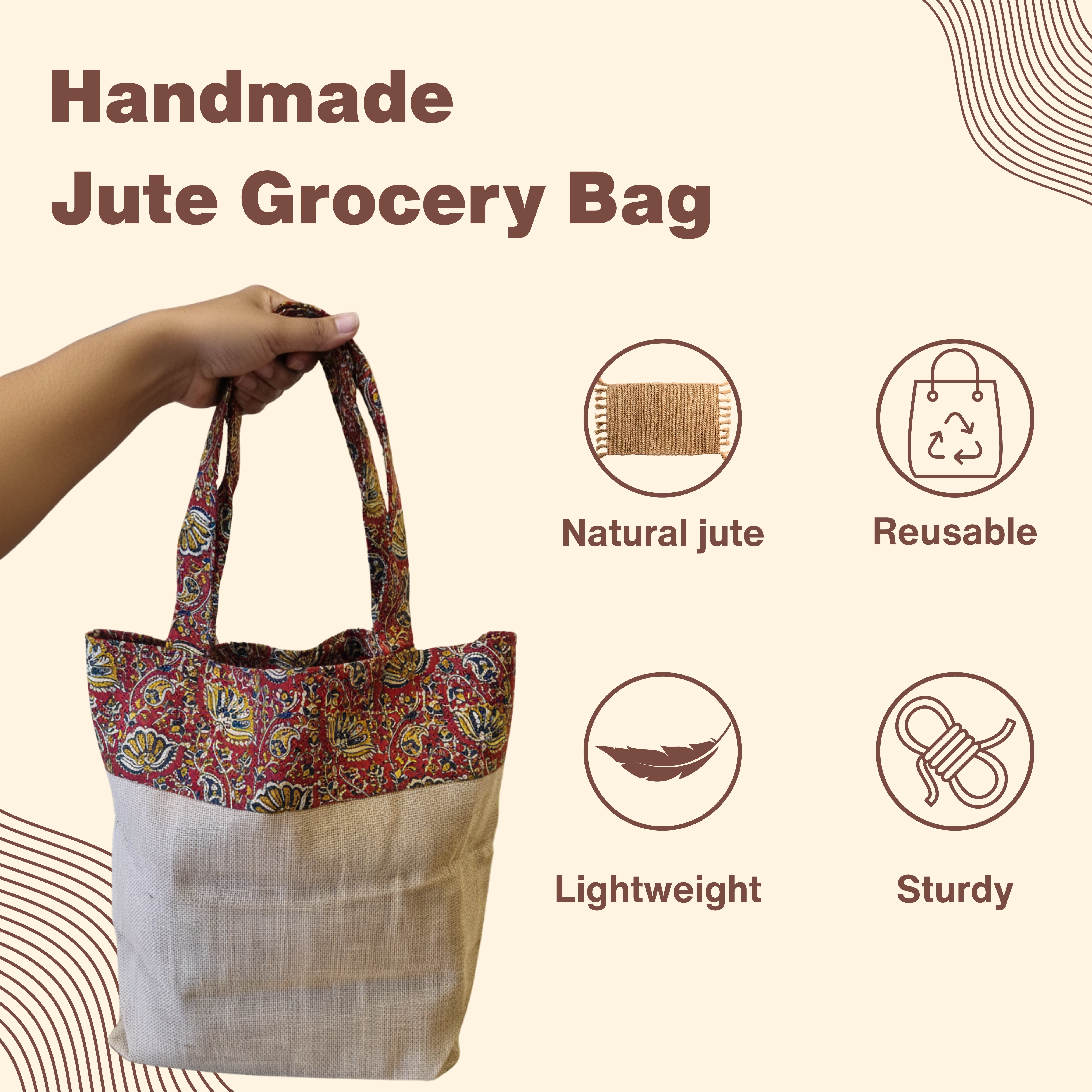 Eco-Friendly Jute Grocery Bag | Reusable Shopping Tote | Sustainable & Durable