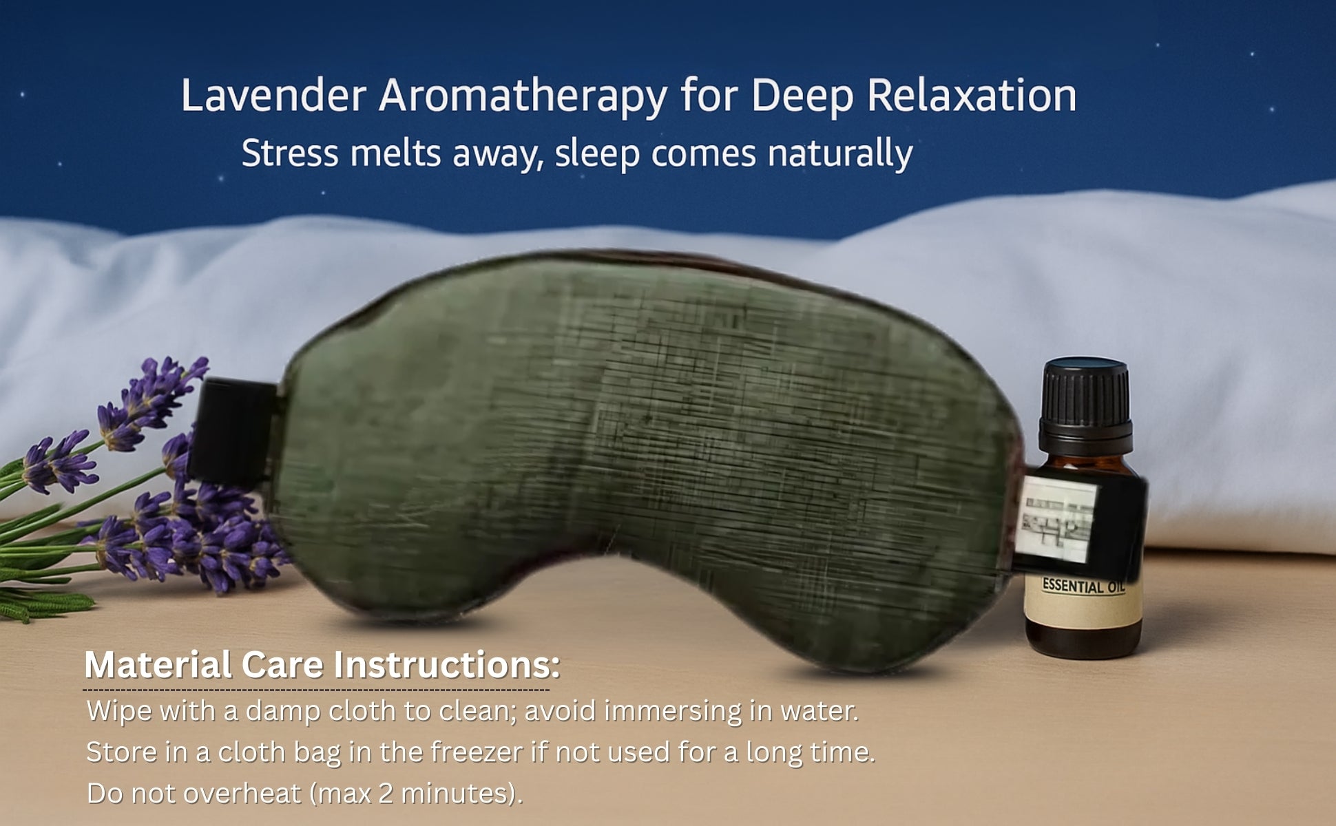 Aksobha Eye Mask for Puffy Eyes, Headaches & Sleep | Hot & Cold Microwaveable Therapy Pack with Lavender Oil 15 ml| Eco-Friendly & Reusable