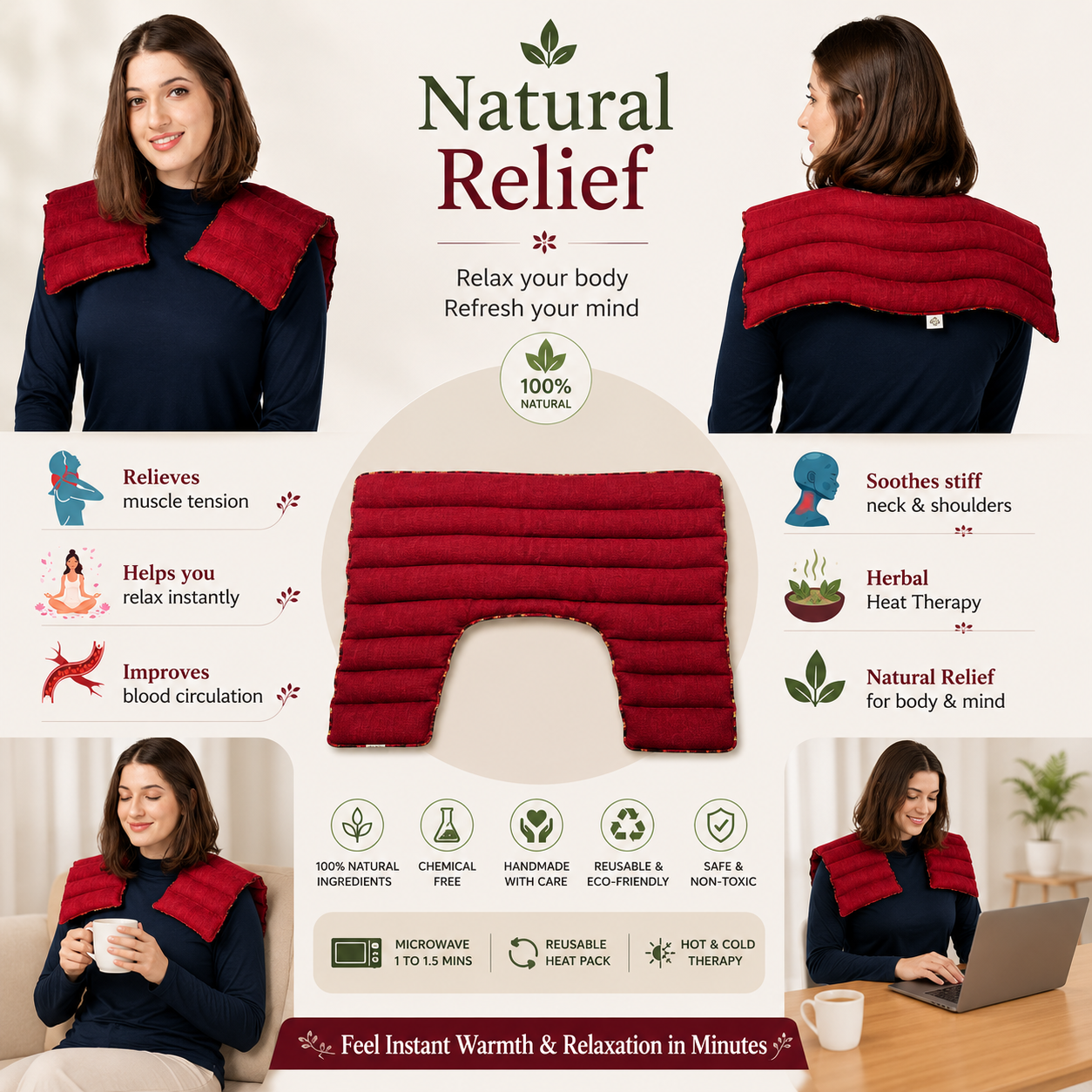 Shoulder/Neck Pain Relief Herbal Microwavable Heating Pad