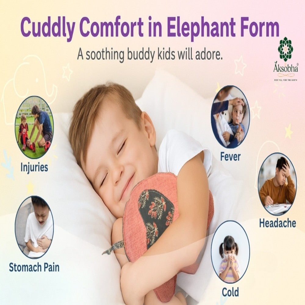 Cuddly Elephant Kids' Herbal Hot & Cold Therapy Pack – Natural Pain Relief for Children
