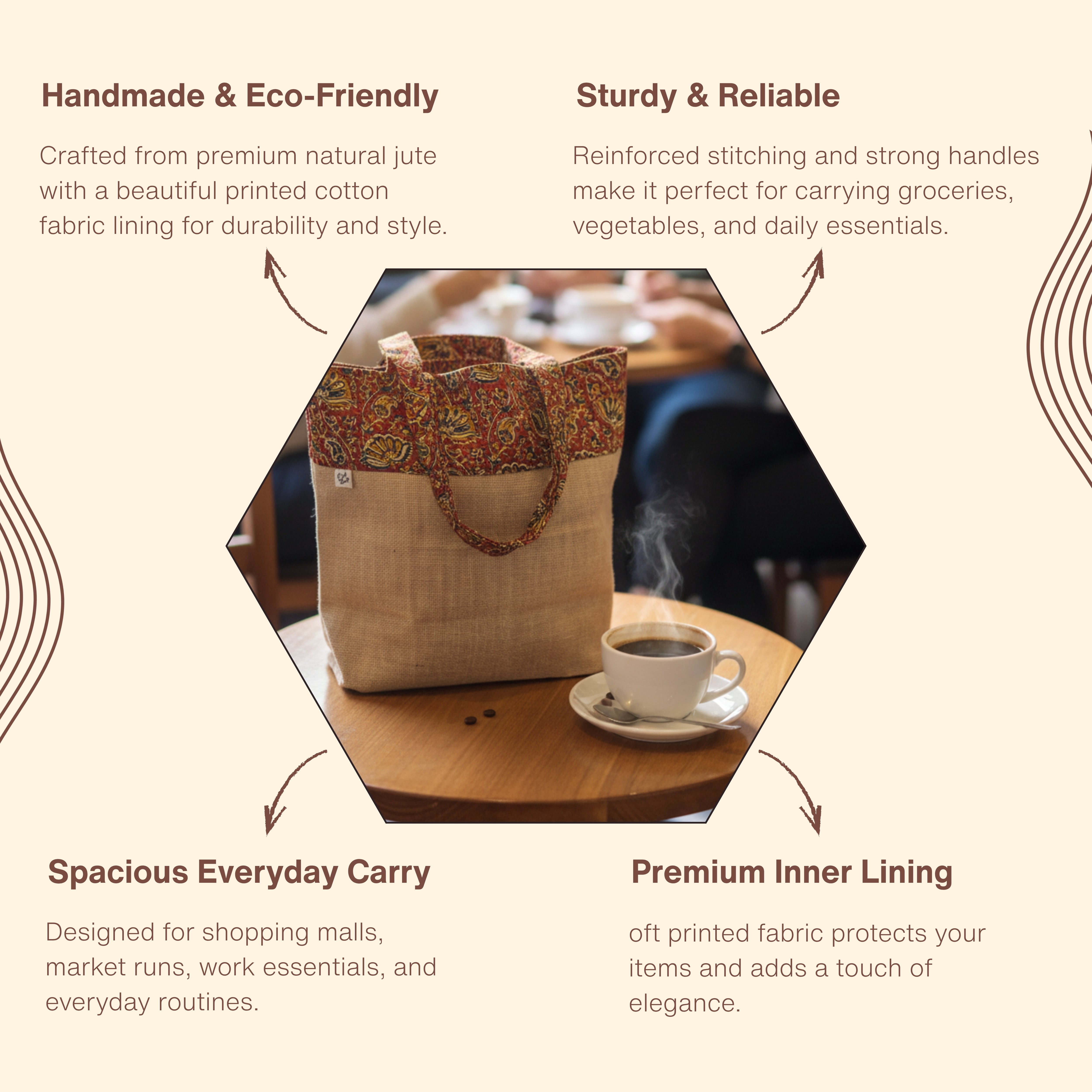 Eco-Friendly Jute Grocery Bag | Reusable Shopping Tote | Sustainable & Durable