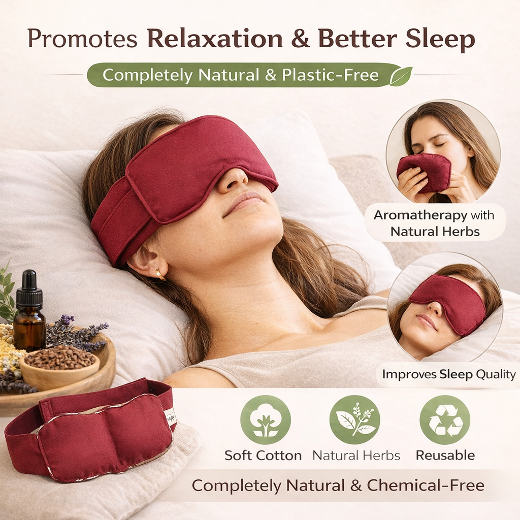 Eye Stress & Pain Relief Herbal Microwavable Heating Pad with Adjustable Strap
