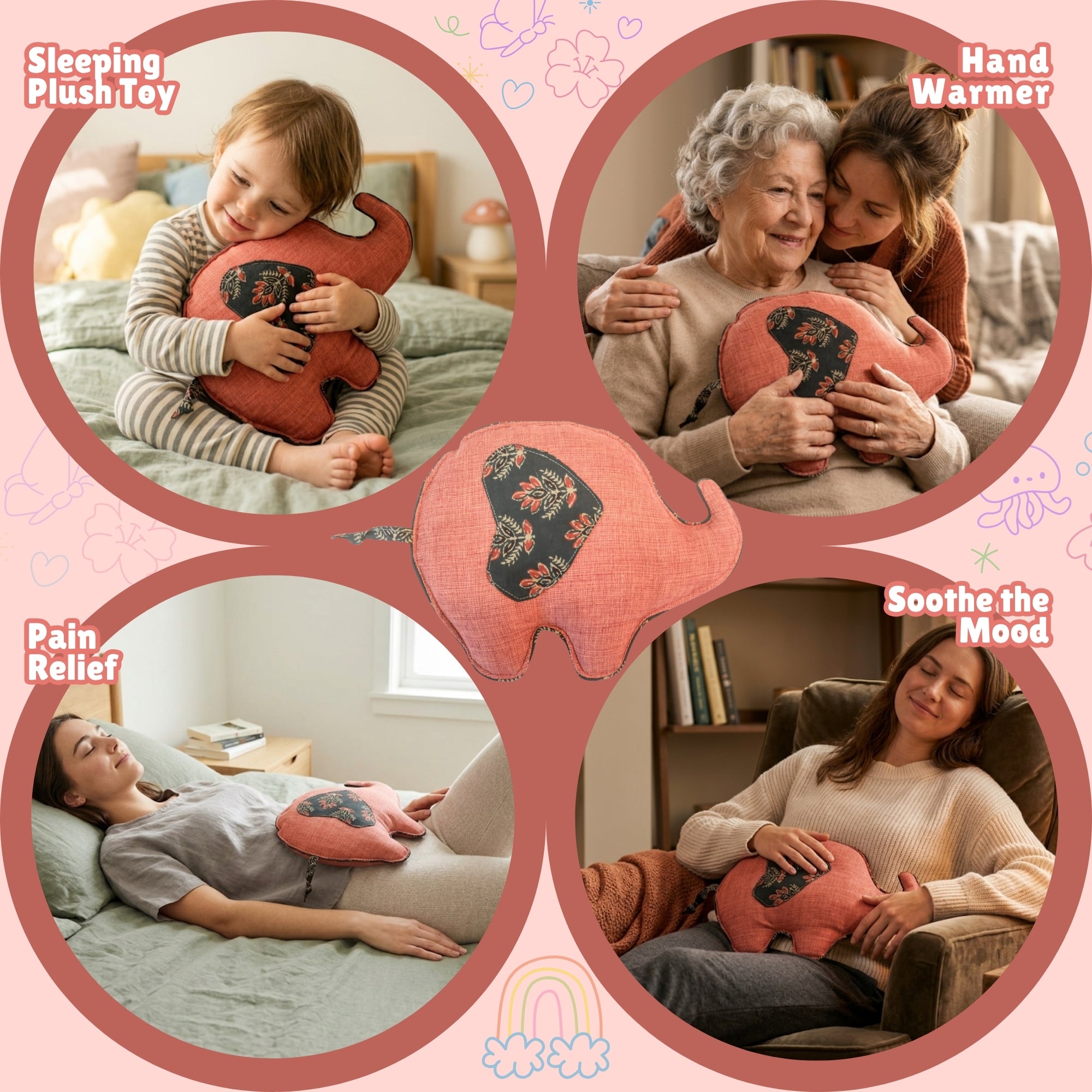 Cuddly Elephant Kids' Herbal Hot & Cold Therapy Pack – Natural Pain Relief for Children