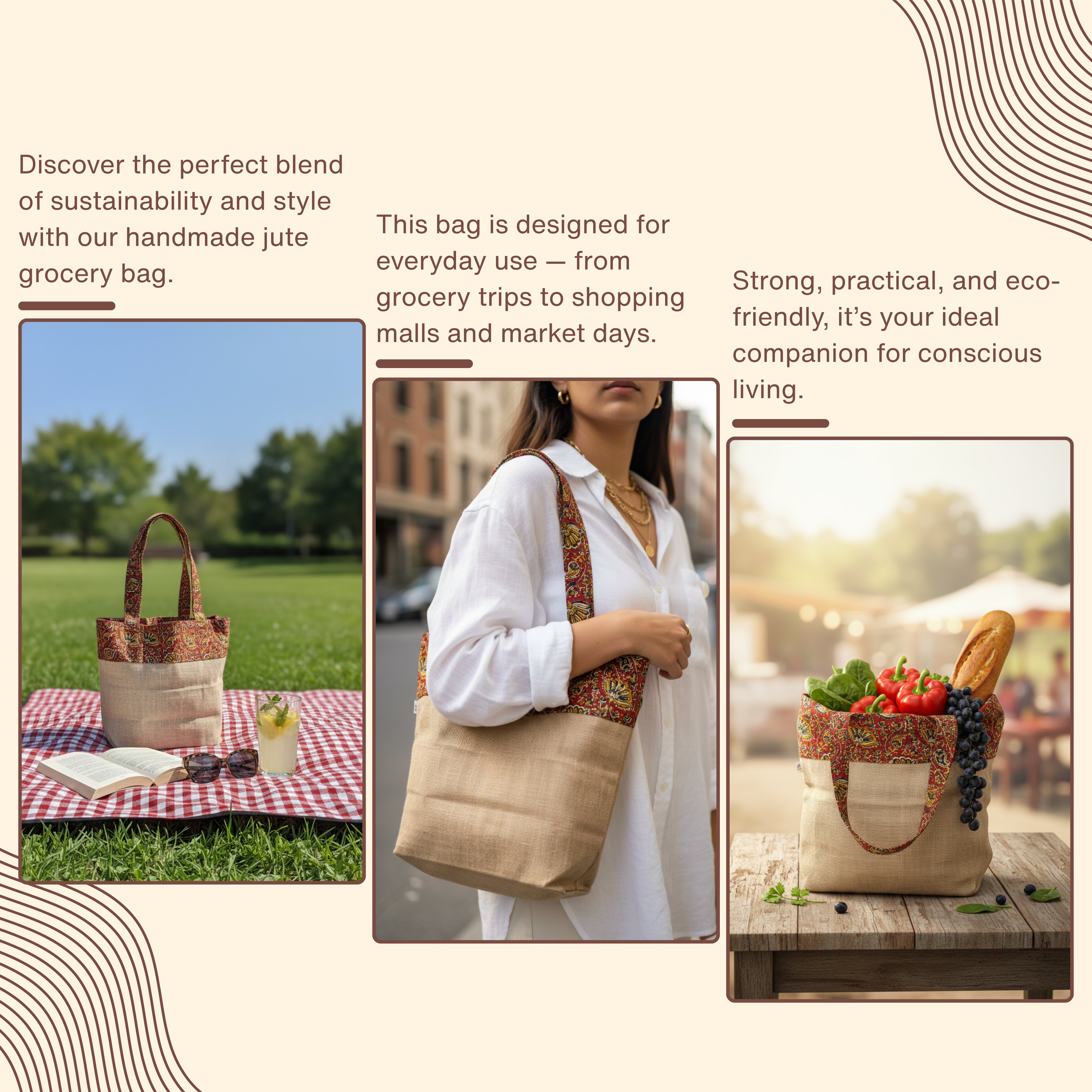 Eco-Friendly Jute Grocery Bag | Reusable Shopping Tote | Sustainable & Durable