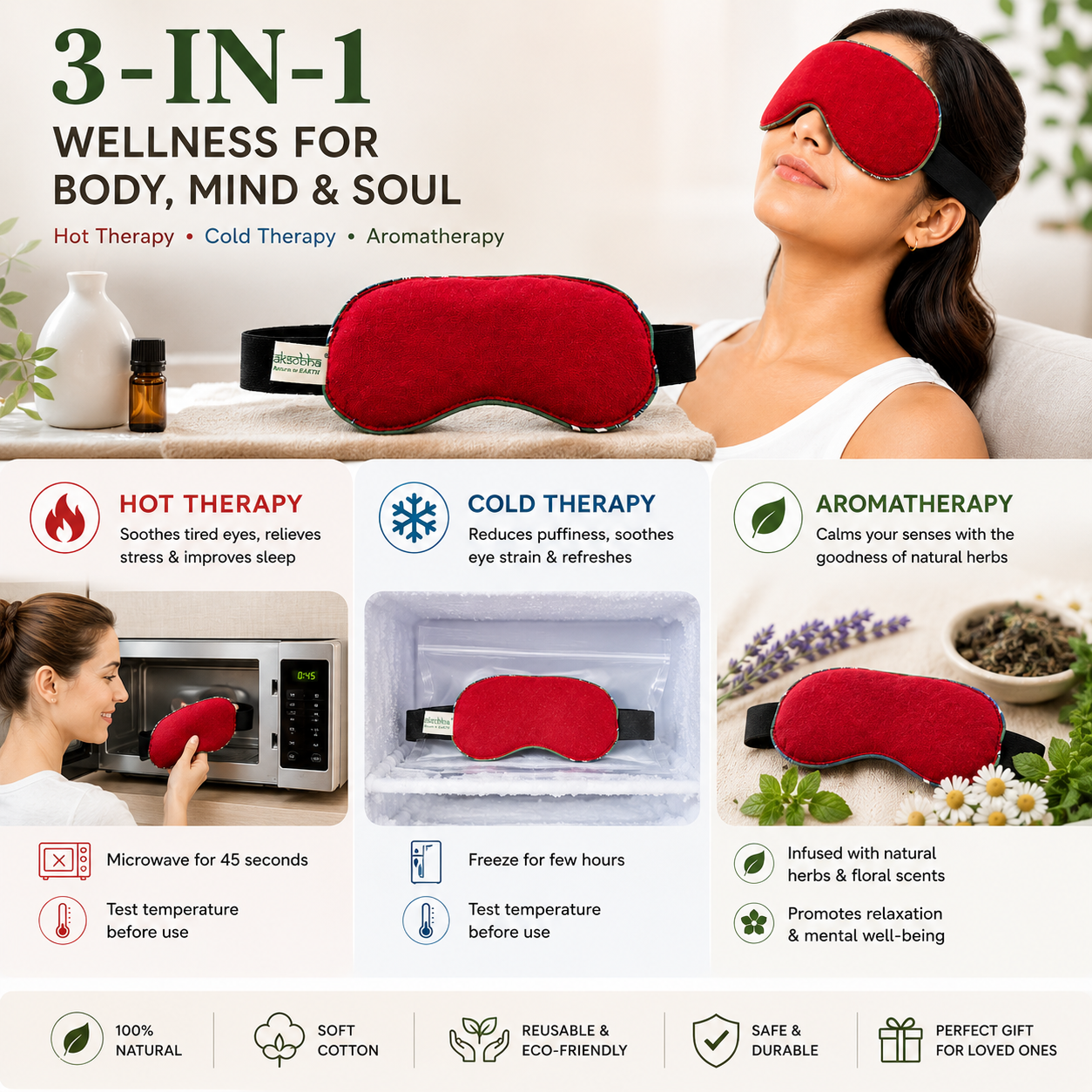 Eye Stress and Pain Relief Herbal Microwavable Heating Pad