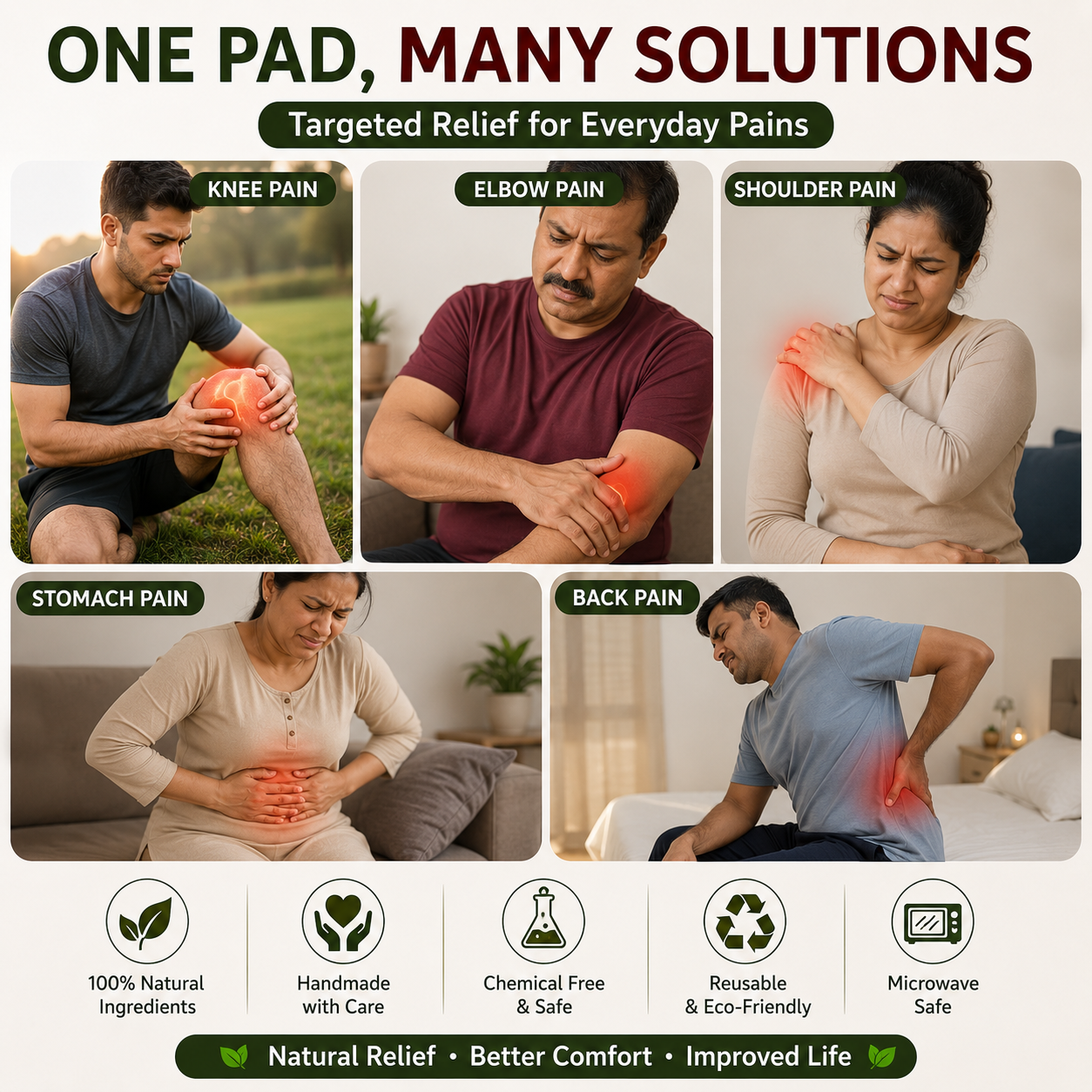 Multipurpose Pain Relief Flexible Long Herbal Microwavable Heating Pad – Hot & Cold Therapy Pack for Neck, Shoulders, Back & Cramps