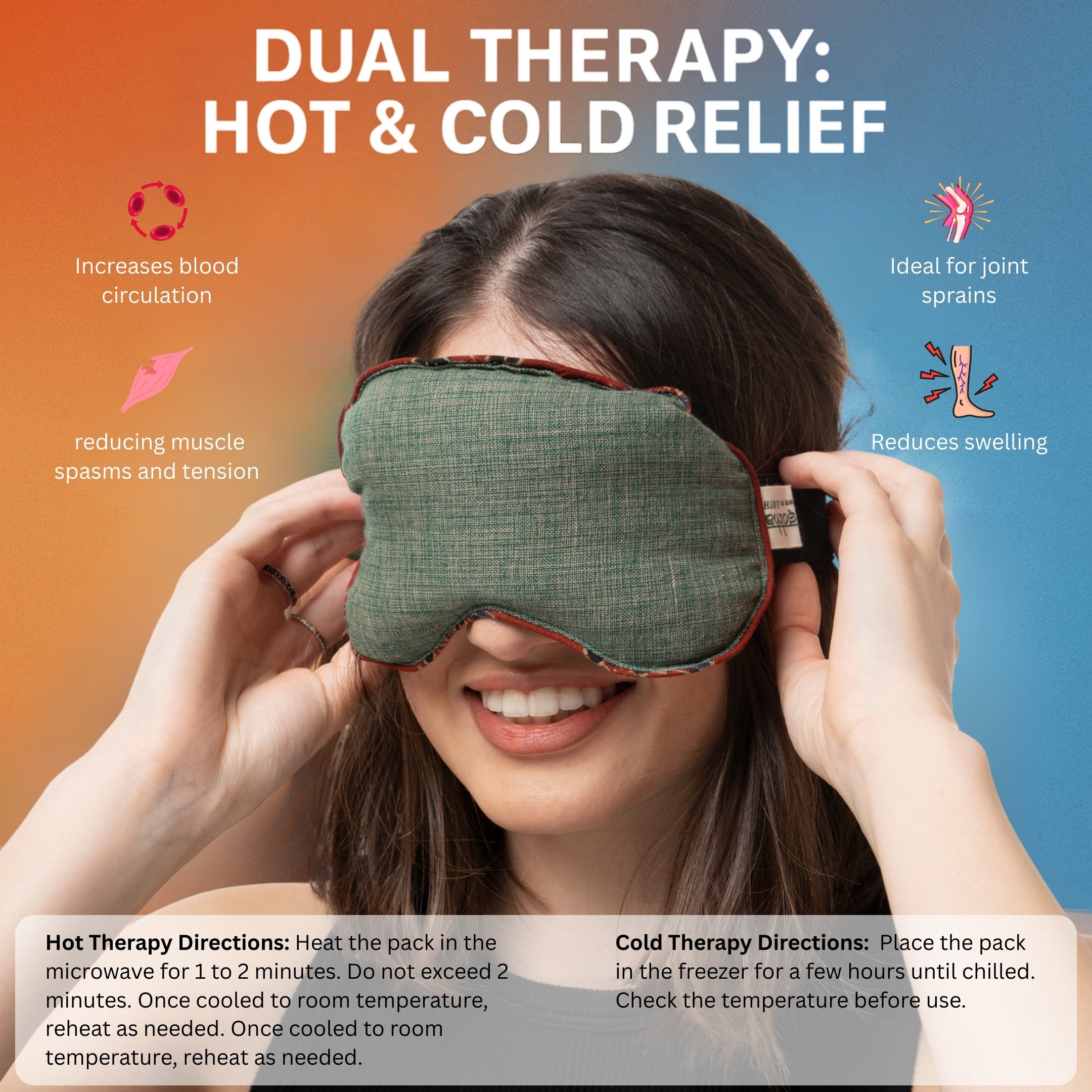Aksobha Eye Mask for Puffy Eyes, Headaches & Sleep | Hot & Cold Microwaveable Therapy Pack with Lavender Oil 15 ml| Eco-Friendly & Reusable