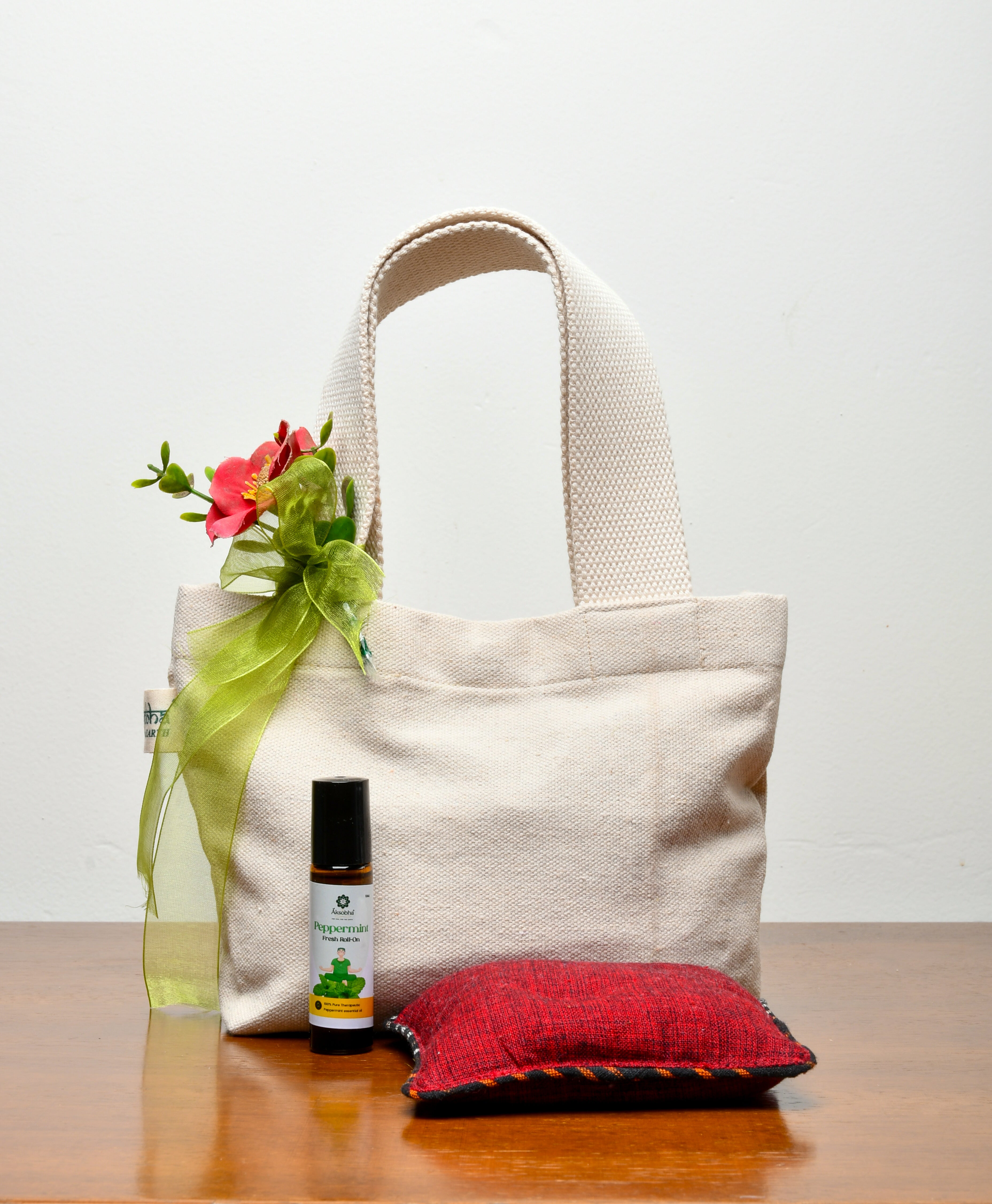 Sparsh Collection Gift Hamper | Mini Herbal Pack + Peppermint Roll-On + Cotton Gift Bag