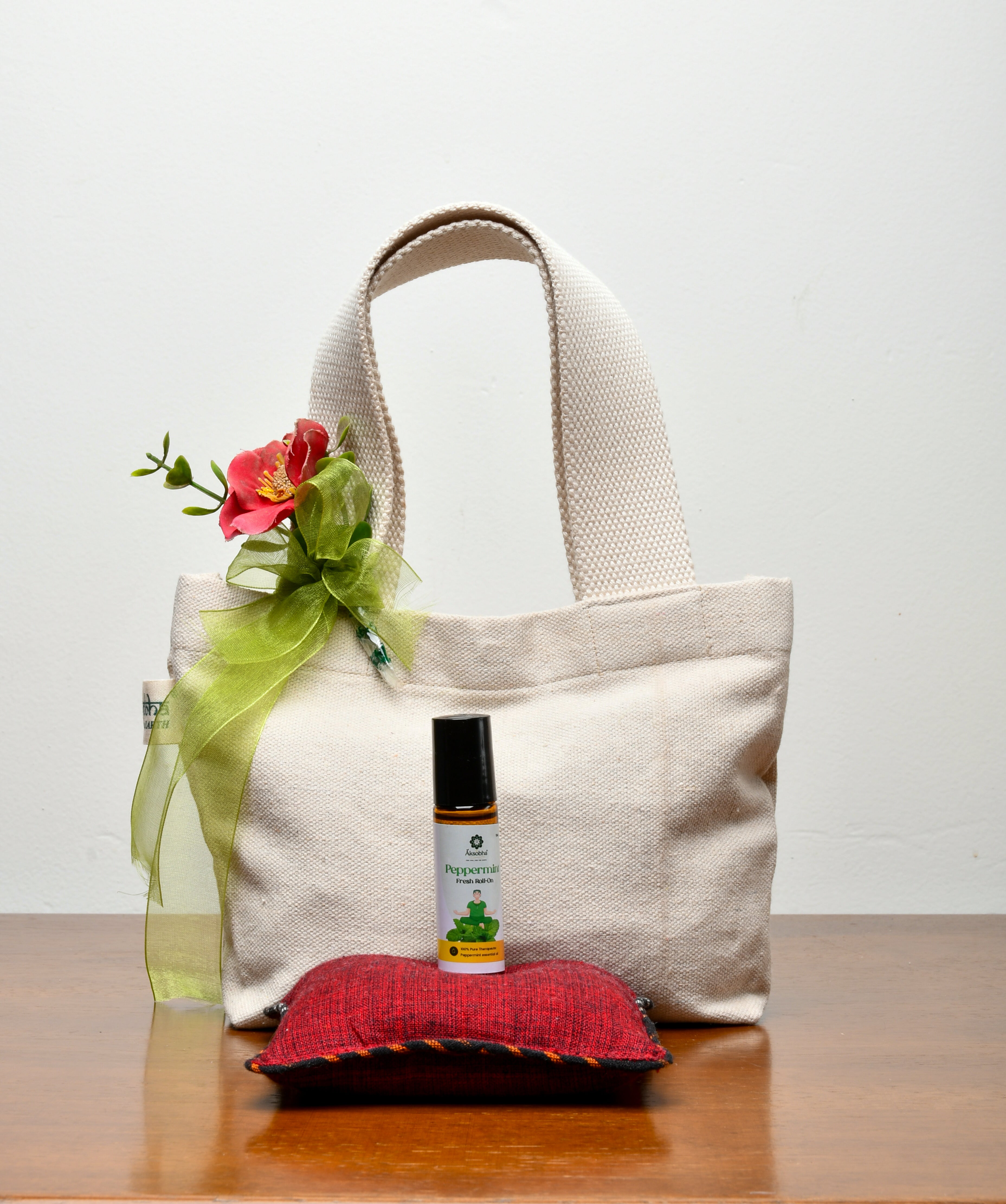 Sparsh Collection Gift Hamper | Mini Herbal Pack + Peppermint Roll-On + Cotton Gift Bag