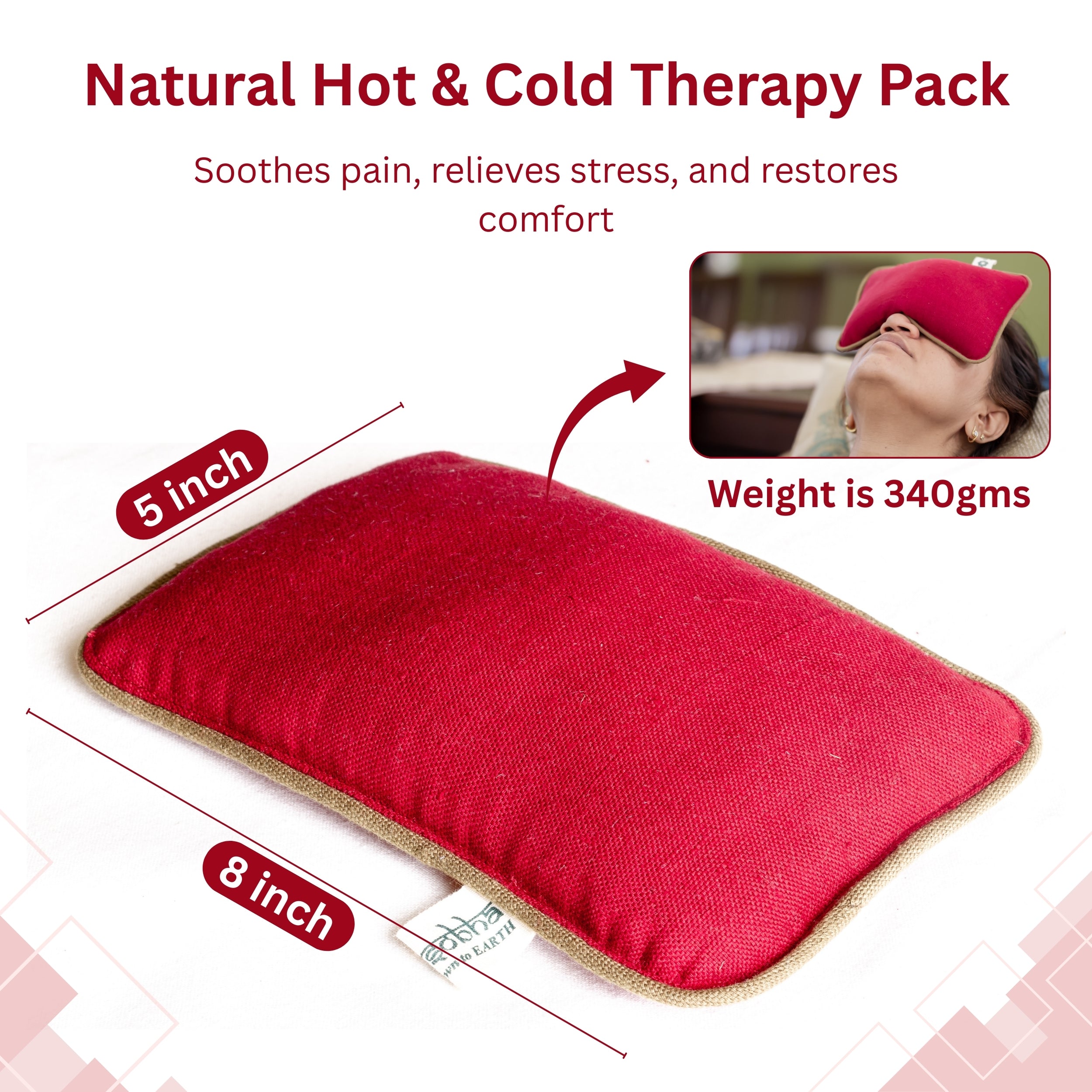Aksobha Sinus Heating Pad – Hot & Cold Therapy for Sinus, Migraine & Cold Relief | Handmade with Seeds & 15ml Peppermint Oil | Eco-Friendly & Reusable