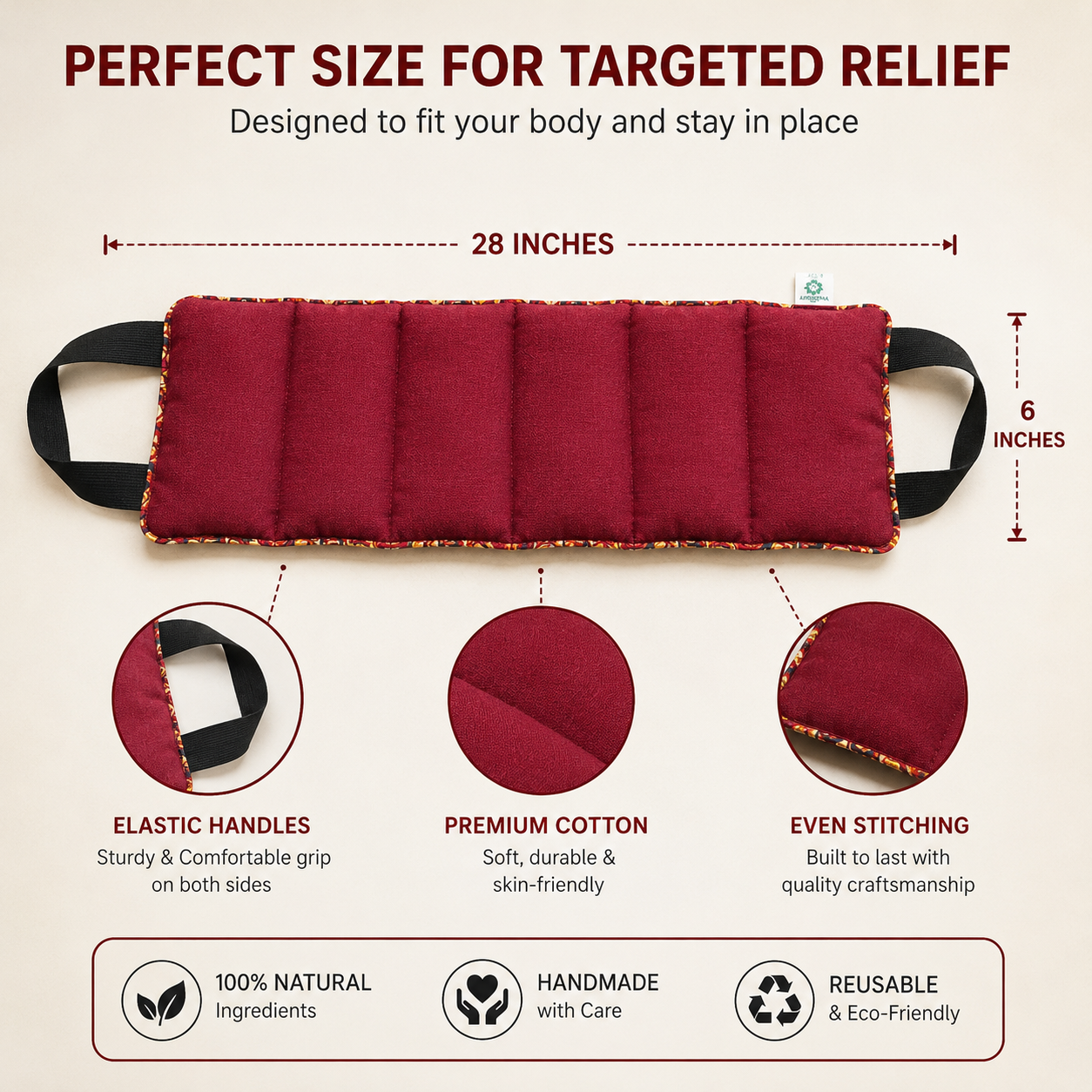 Multipurpose Pain Relief Flexible Long Herbal Microwavable Heating Pad – Hot & Cold Therapy Pack for Neck, Shoulders, Back & Cramps