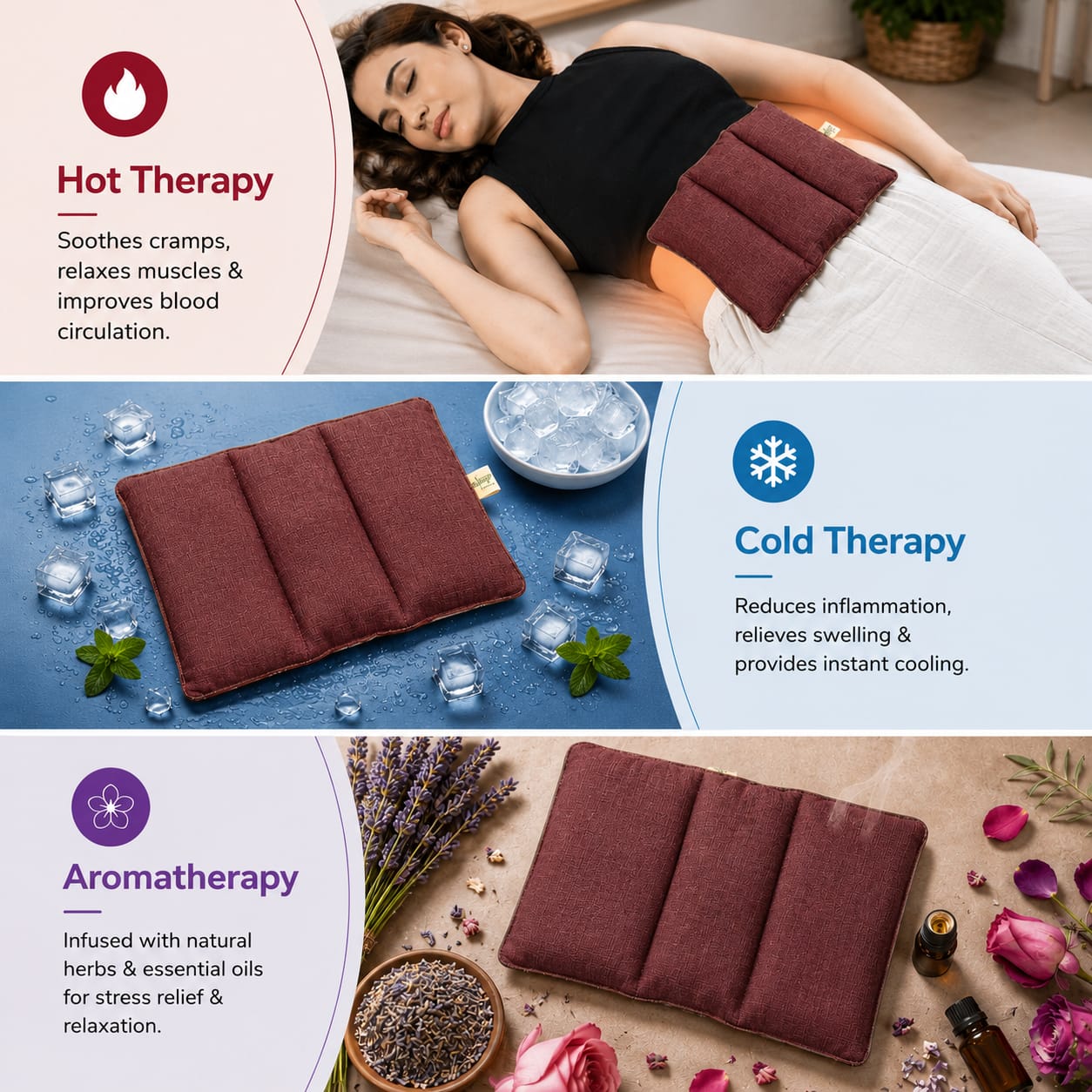 Period Pain Relief Heating Pad Microwave-Friendly Reusable Hot & Cold Therapy Pack | Premium Fabric, Natural & Organic Muscle Relaxation