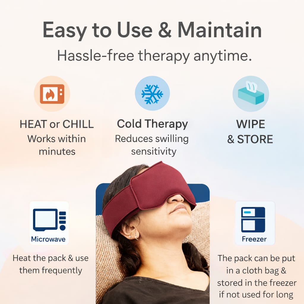 Eye Stress & Pain Relief Herbal Microwavable Heating Pad with Adjustable Strap