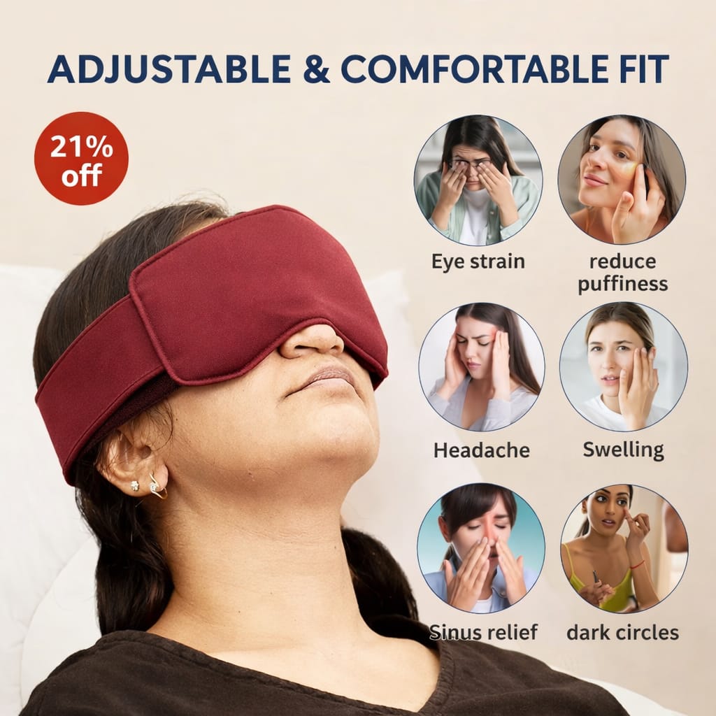 Eye Stress & Pain Relief Herbal Microwavable Heating Pad with Adjustable Strap