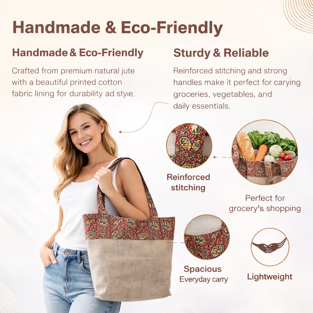 Eco-Friendly Jute Grocery Bag | Reusable Shopping Tote | Sustainable & Durable