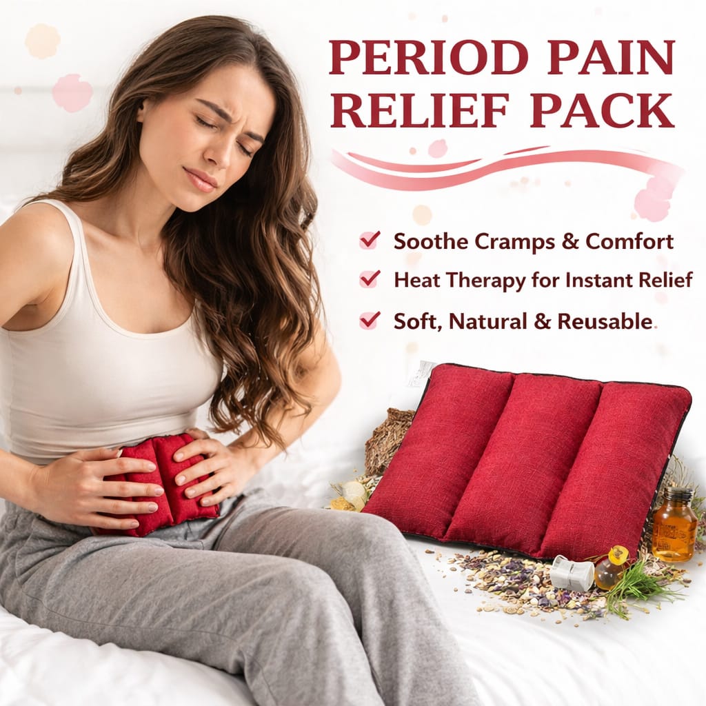 Period Pain Relief Heating Pad Microwave-Friendly Reusable Hot & Cold Therapy Pack | Premium Fabric, Natural & Organic Muscle Relaxation