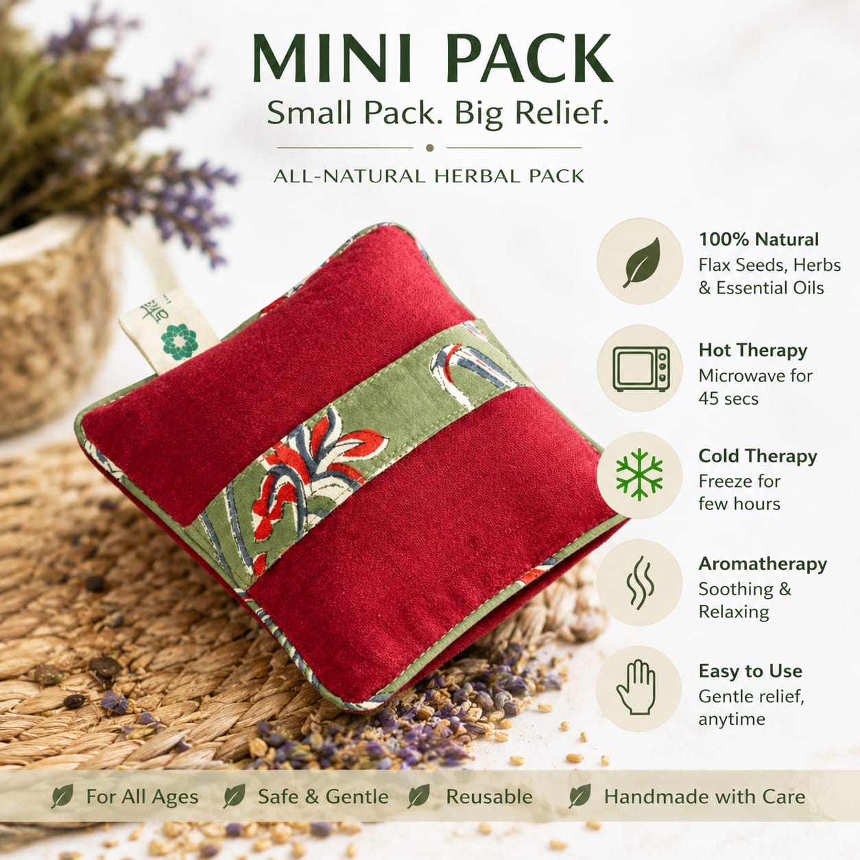 Tooth & Rheumatic Pain Relief Herbal Microwavable Heating Pad – Natural Comfort for Quick Relief!