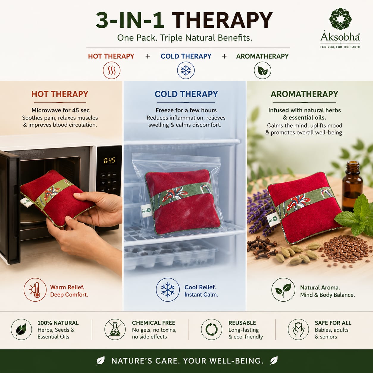 Tooth & Rheumatic Pain Relief Herbal Microwavable Heating Pad – Natural Comfort for Quick Relief!