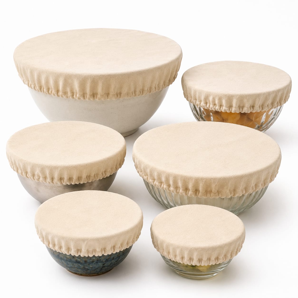 Unbleached Cotton Bowl Covers – Reusable Fabric Lids for Plastic-Free, Eco-Friendly Food Storage, Set of 6
