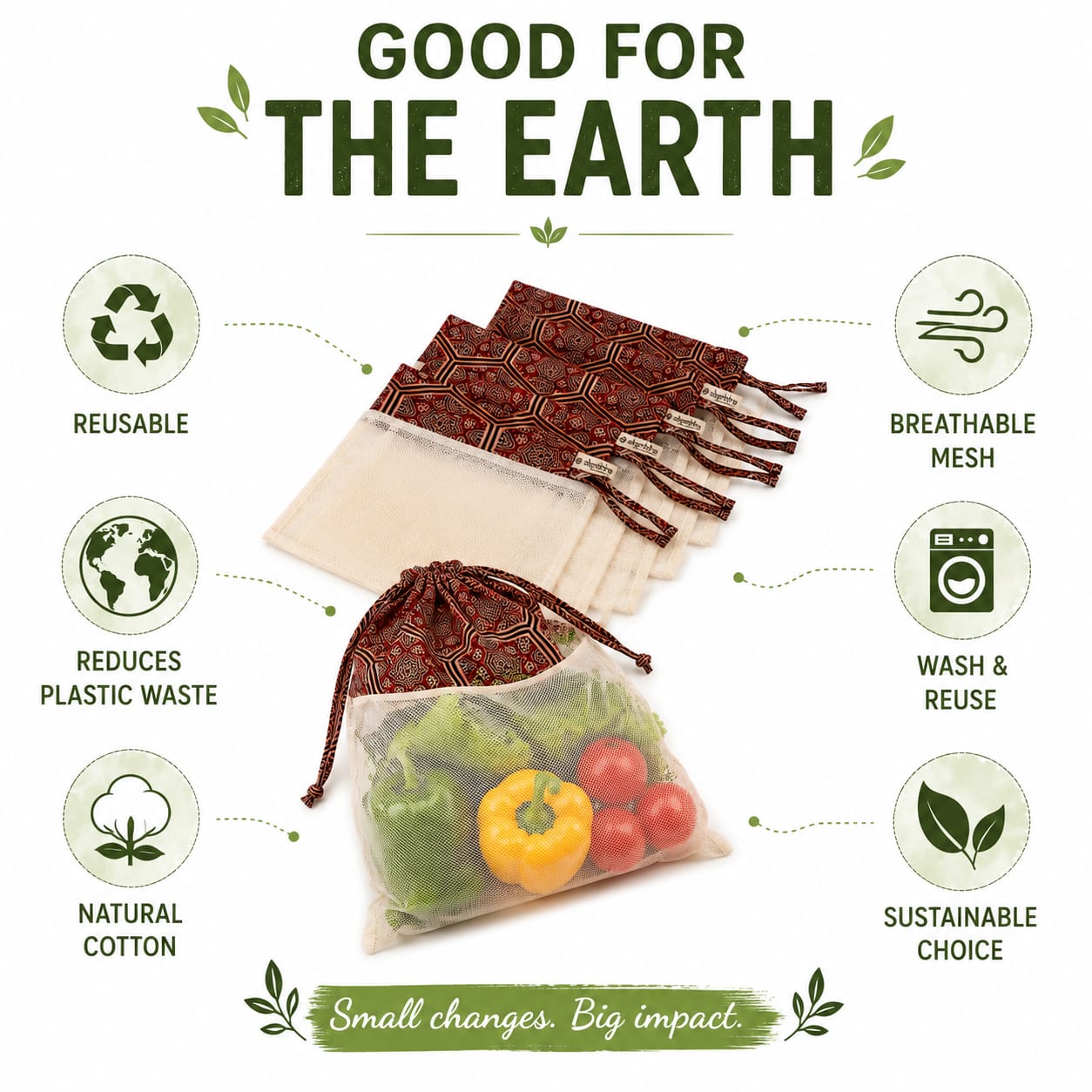 100% Cotton Veg/Fruit Fridge Bags