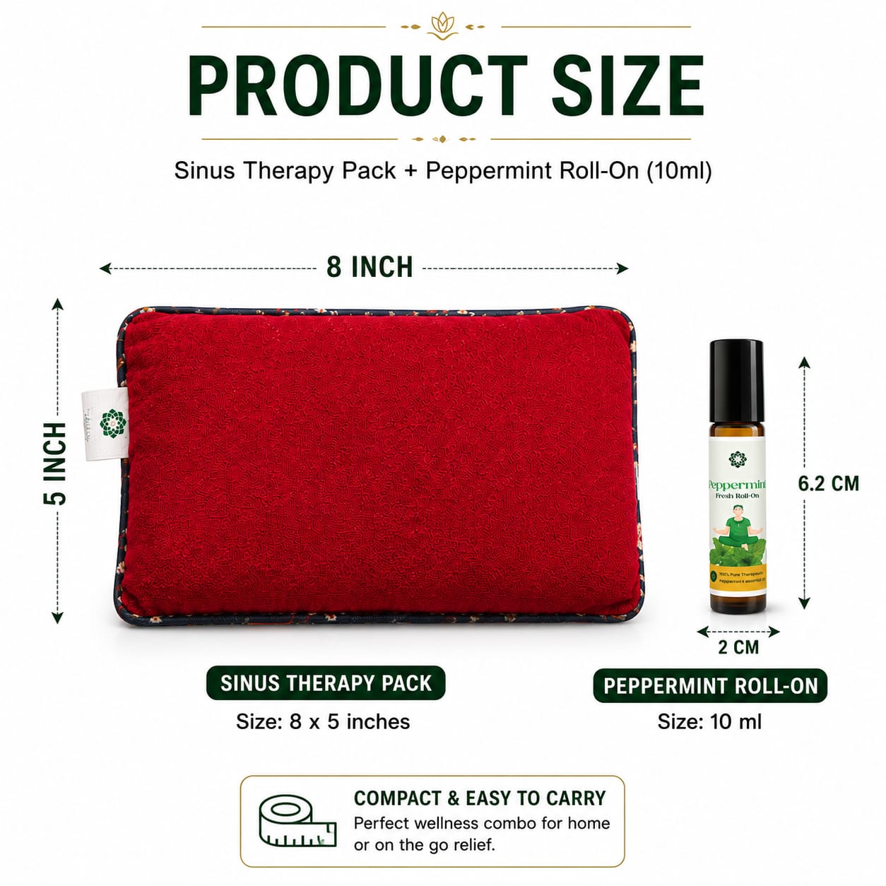 Aksobha Sinus Heating Pad – Hot & Cold Therapy for Sinus, Migraine & Cold Relief | Handmade with Seeds & 15ml Peppermint Oil | Eco-Friendly & Reusable