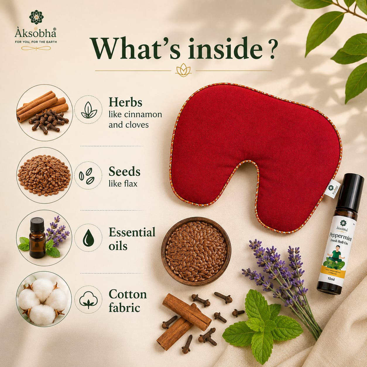 Migraine & Sinus Relief Pack | Herbal Hot & Cold Therapy for Headache, Migraine & Sinus Pressure | Natural Aromatherapy Face & Head Pack | Reusable Heating & Cooling Pack for Stress & Tension Relief