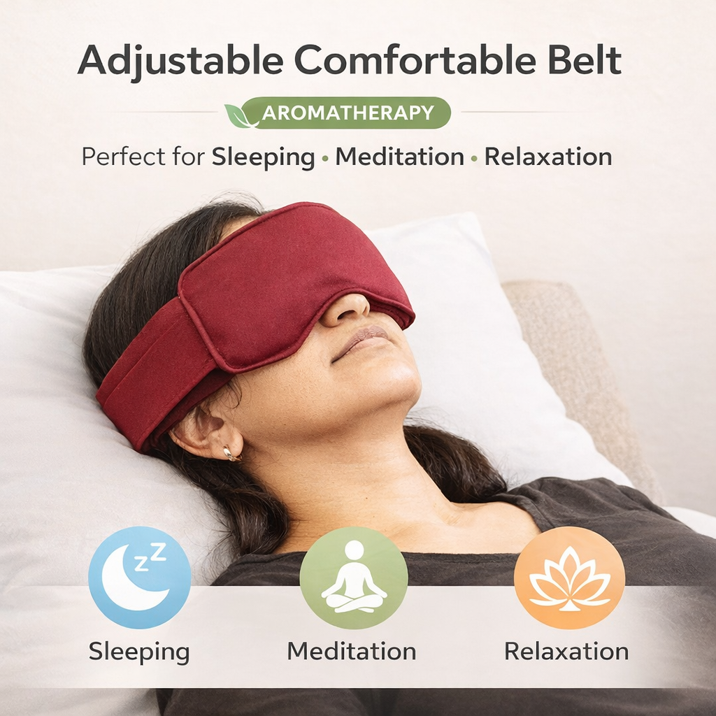 Eye Stress & Pain Relief Herbal Microwavable Heating Pad with Adjustable Strap
