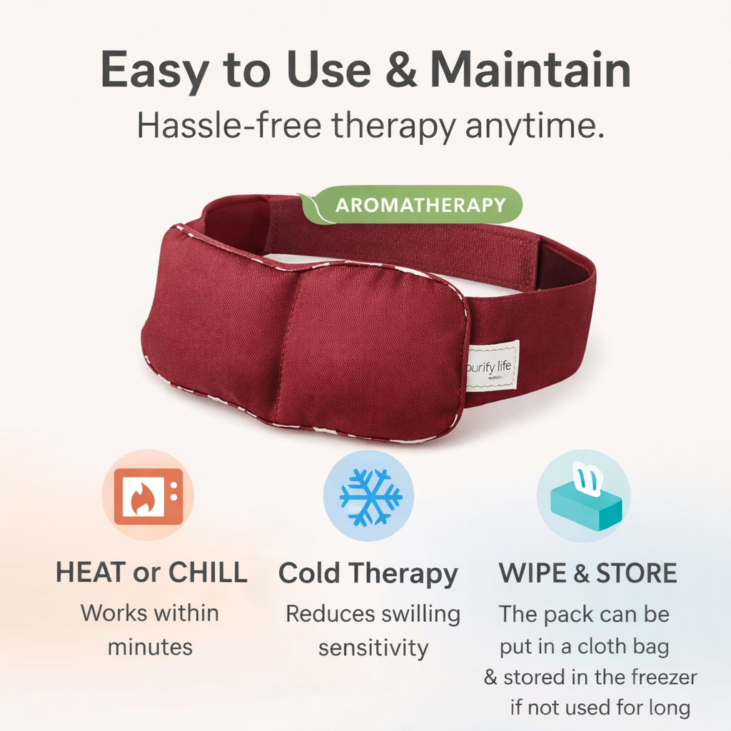 Eye Stress & Pain Relief Herbal Microwavable Heating Pad with Adjustable Strap