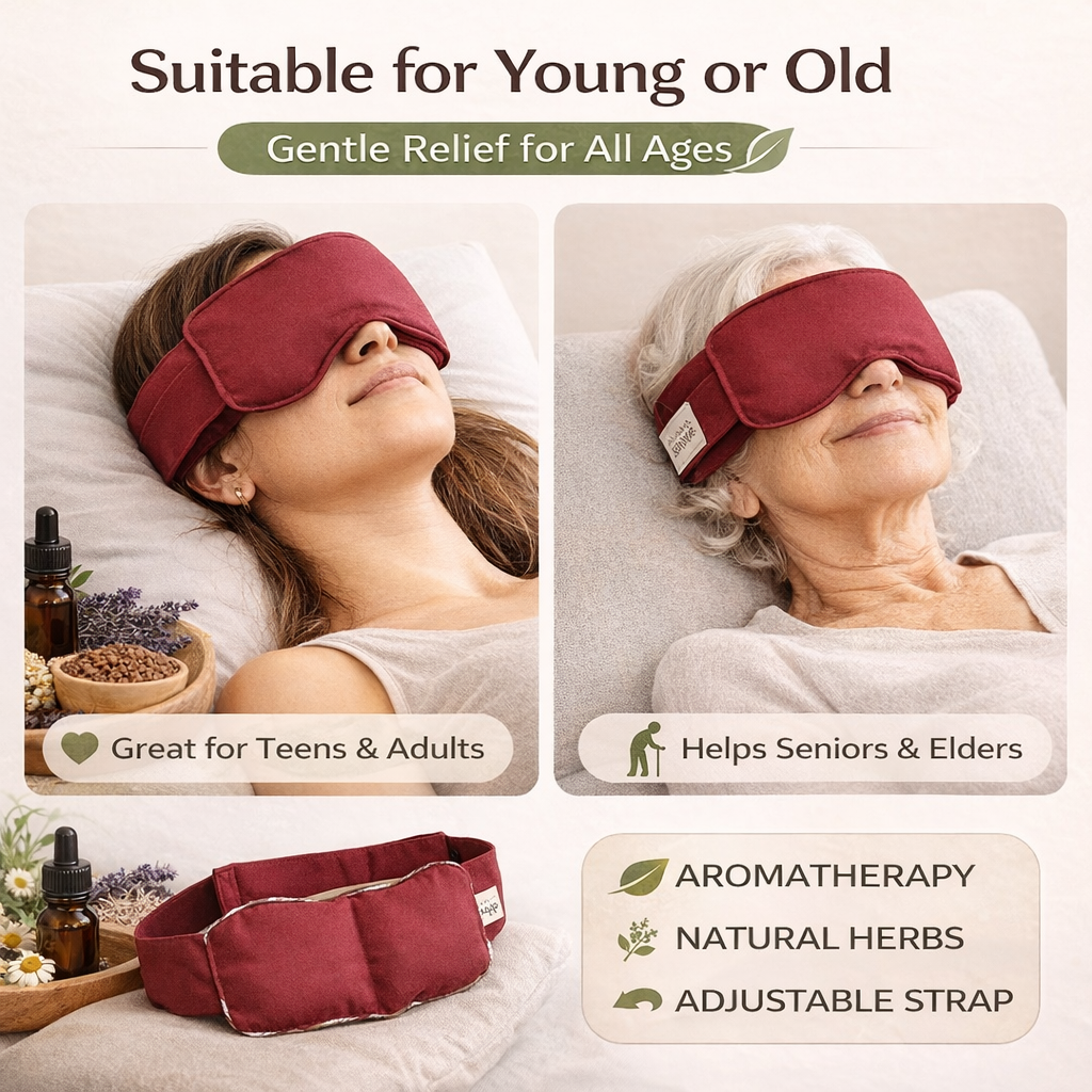 Eye Stress & Pain Relief Herbal Microwavable Heating Pad with Adjustable Strap