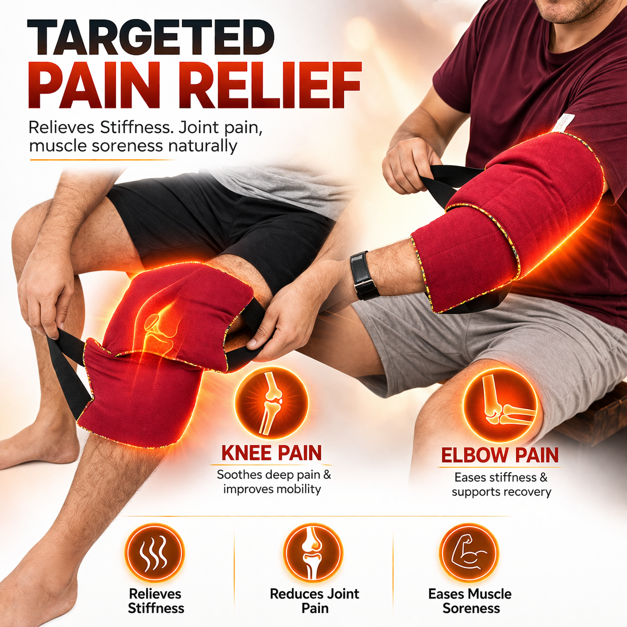 Multipurpose Pain Relief Flexible Long Herbal Microwavable Heating Pad – Hot & Cold Therapy Pack for Neck, Shoulders, Back & Cramps