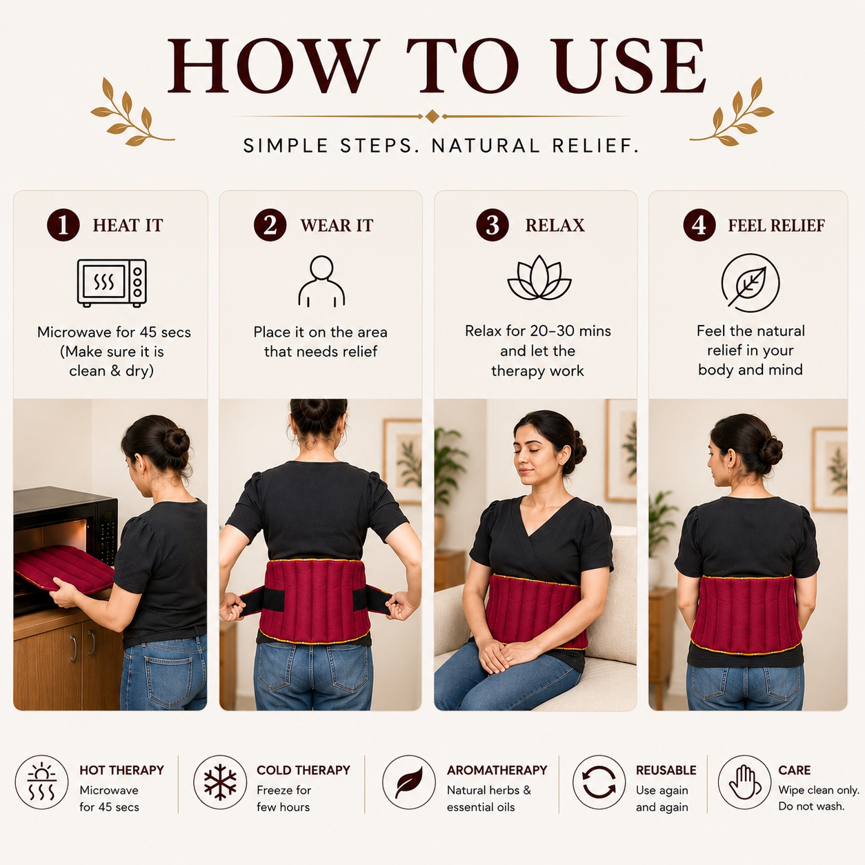 Herbal Microwavable Heating Pad for Back Pain Relief – Natural Hot and Cold Therapy