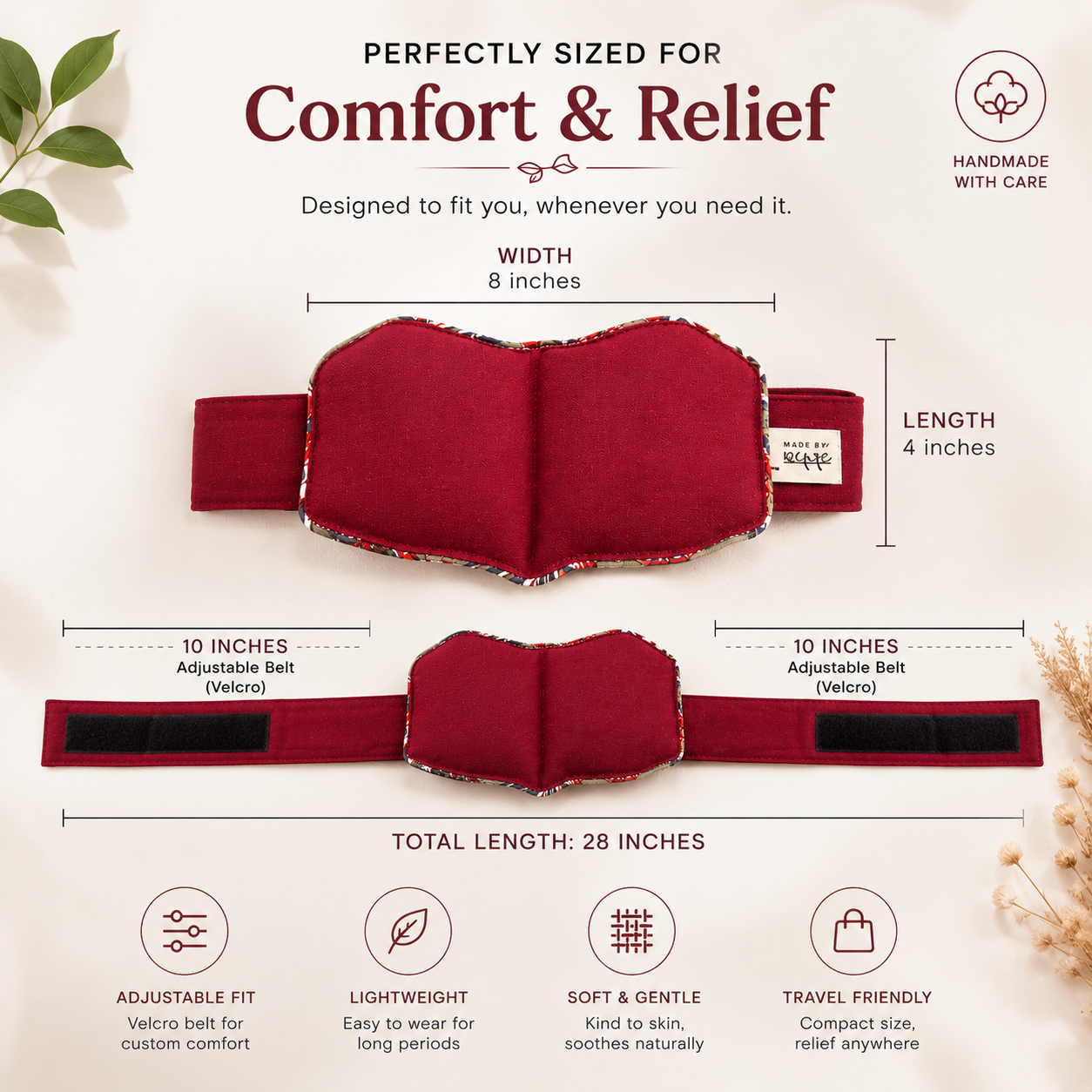 Eye Stress & Pain Relief Herbal Microwavable Heating Pad with Adjustable Strap