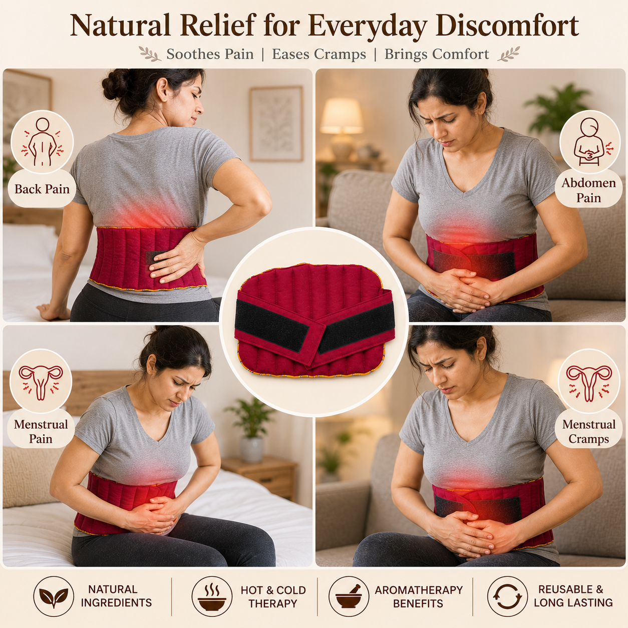 Herbal Microwavable Heating Pad for Back Pain Relief – Natural Hot and Cold Therapy