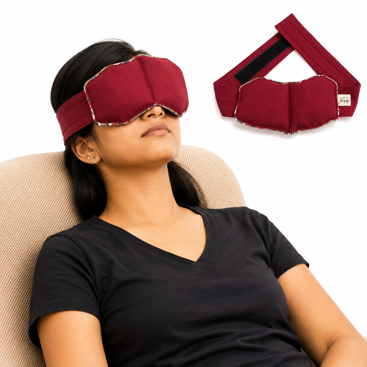 Eye Stress & Pain Relief Herbal Microwavable Heating Pad with Adjustable Strap