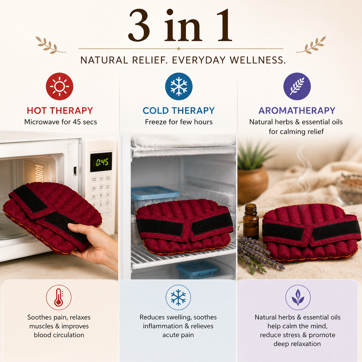 Herbal Microwavable Heating Pad for Back Pain Relief – Natural Hot and Cold Therapy