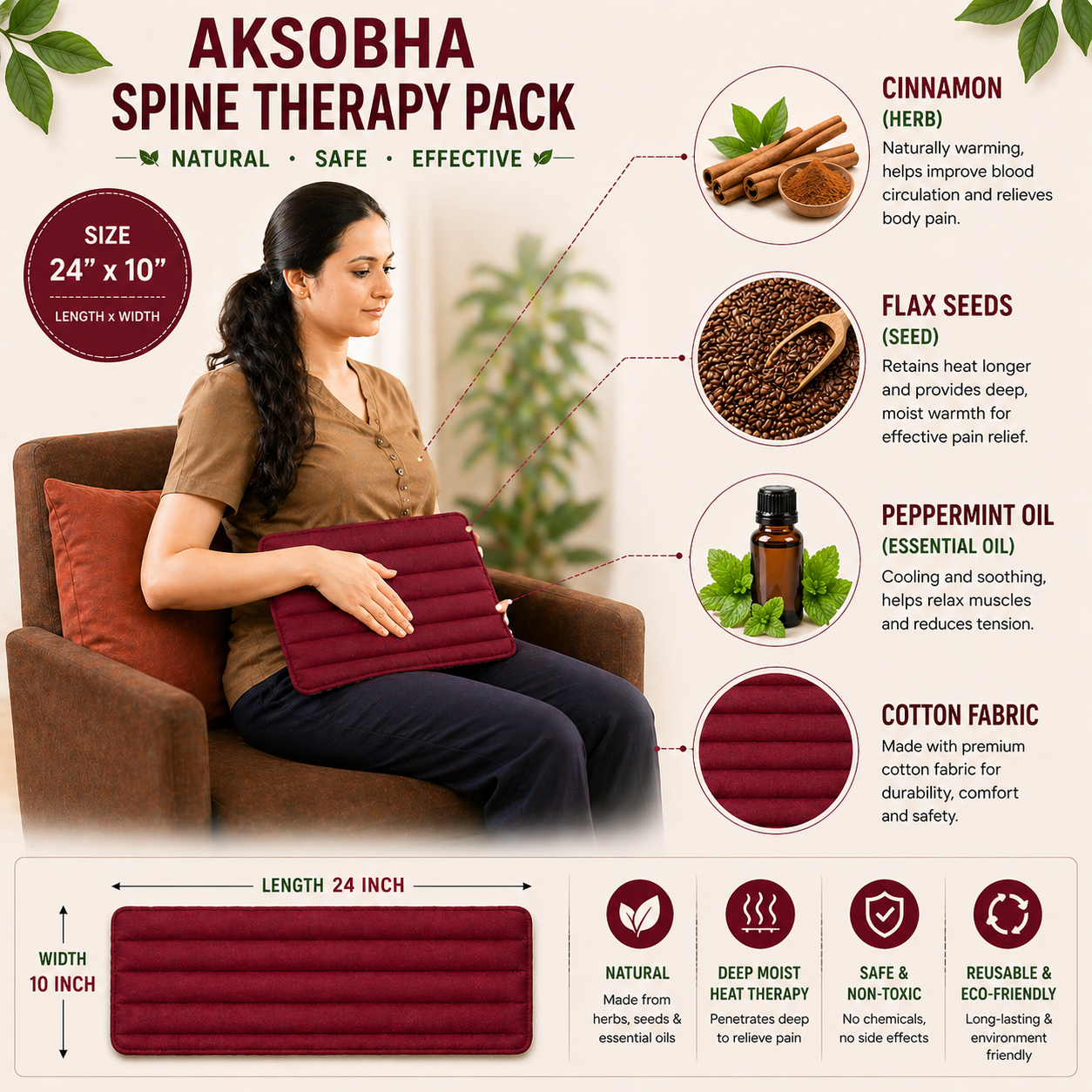 Multipurpose Herbal Microwavable Heating Pad for Spine Pain Relief - Hot & Cold Therapy Pack