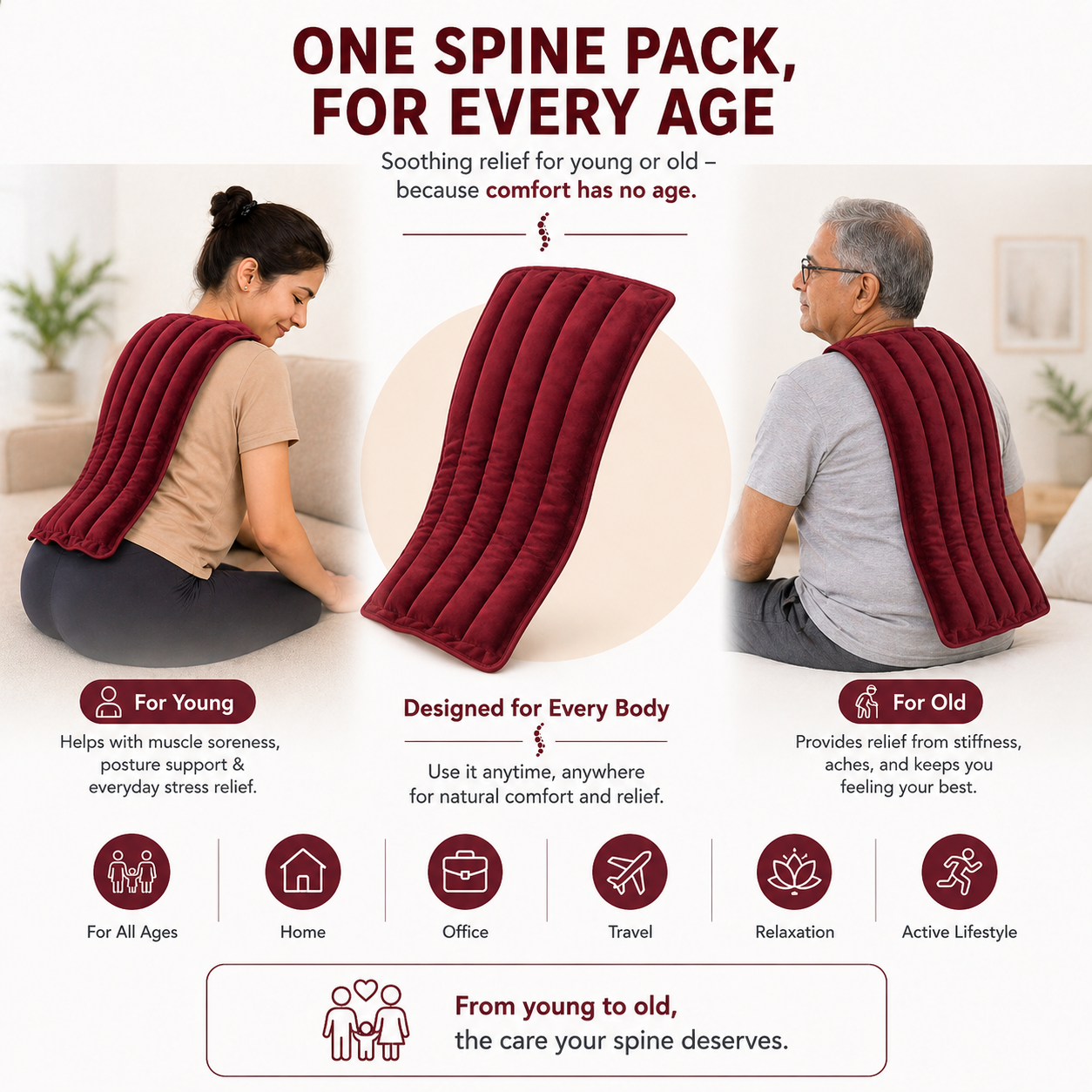 Multipurpose Herbal Microwavable Heating Pad for Spine Pain Relief - Hot & Cold Therapy Pack