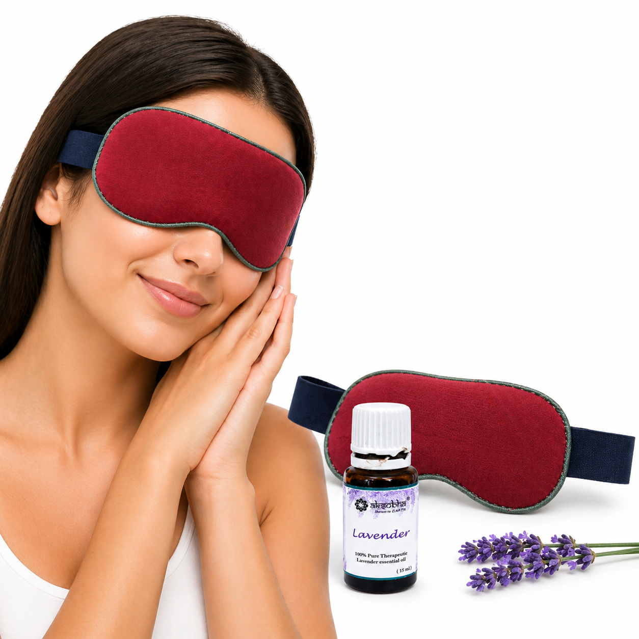 Aksobha Eye Mask for Puffy Eyes, Headaches & Sleep | Hot & Cold Microwaveable Therapy Pack with Lavender Oil 15 ml| Eco-Friendly & Reusable